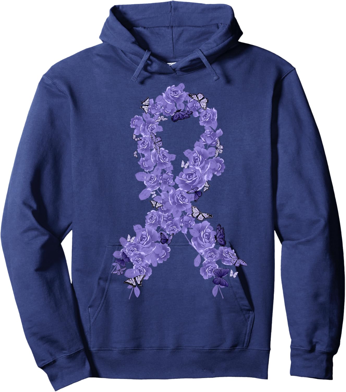 Violet Ribbon Hodgkin Lymphoma Awareness Hoodie - Hoodie | Navy