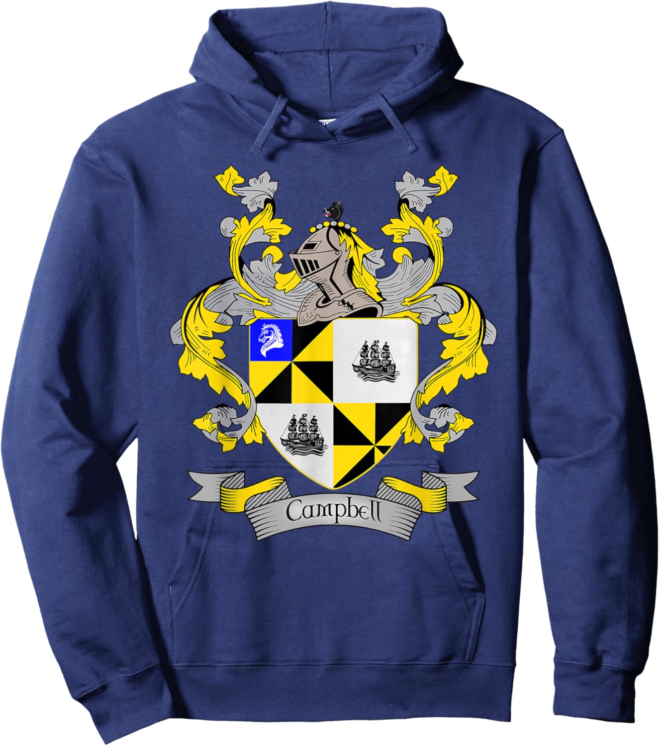 Campbell Coat of Arms | Campbell Surname Family Crest Hoodie - Hoodie | Navy