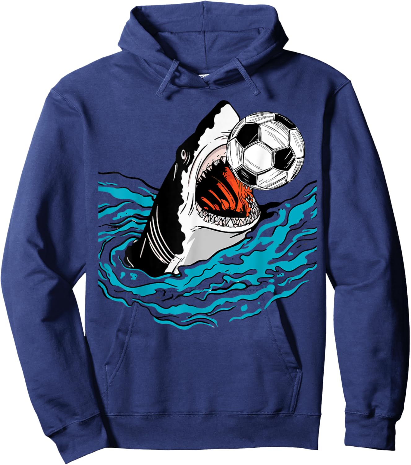 Soccer Shark Playing Ball Cool Animal Sports Lovers Gifts Hoodie - Hoodie | Navy