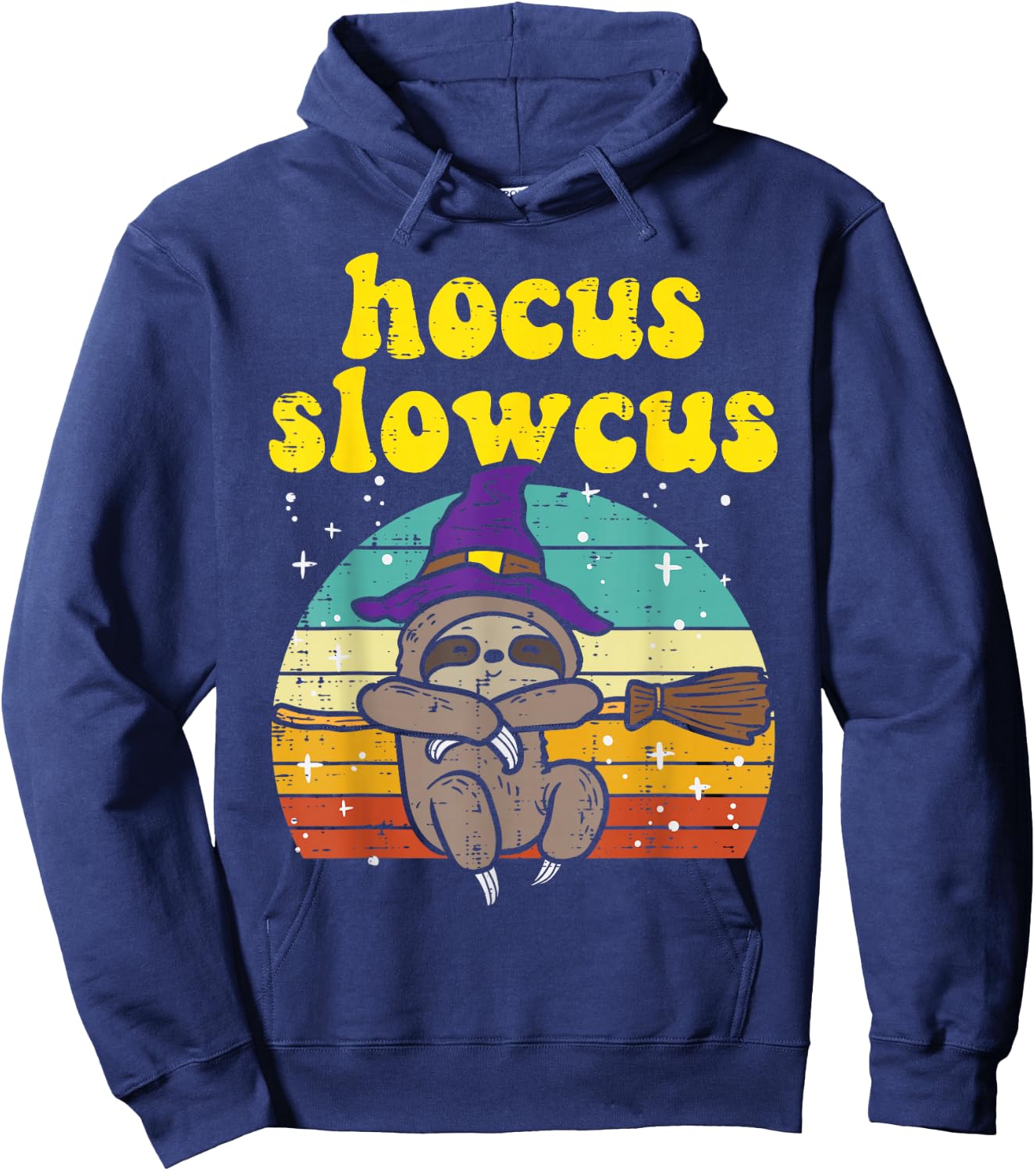 Hocus Slowcus Witch Sloth Retro Cute Animal Halloween Women Hoodie - Hoodie | Navy
