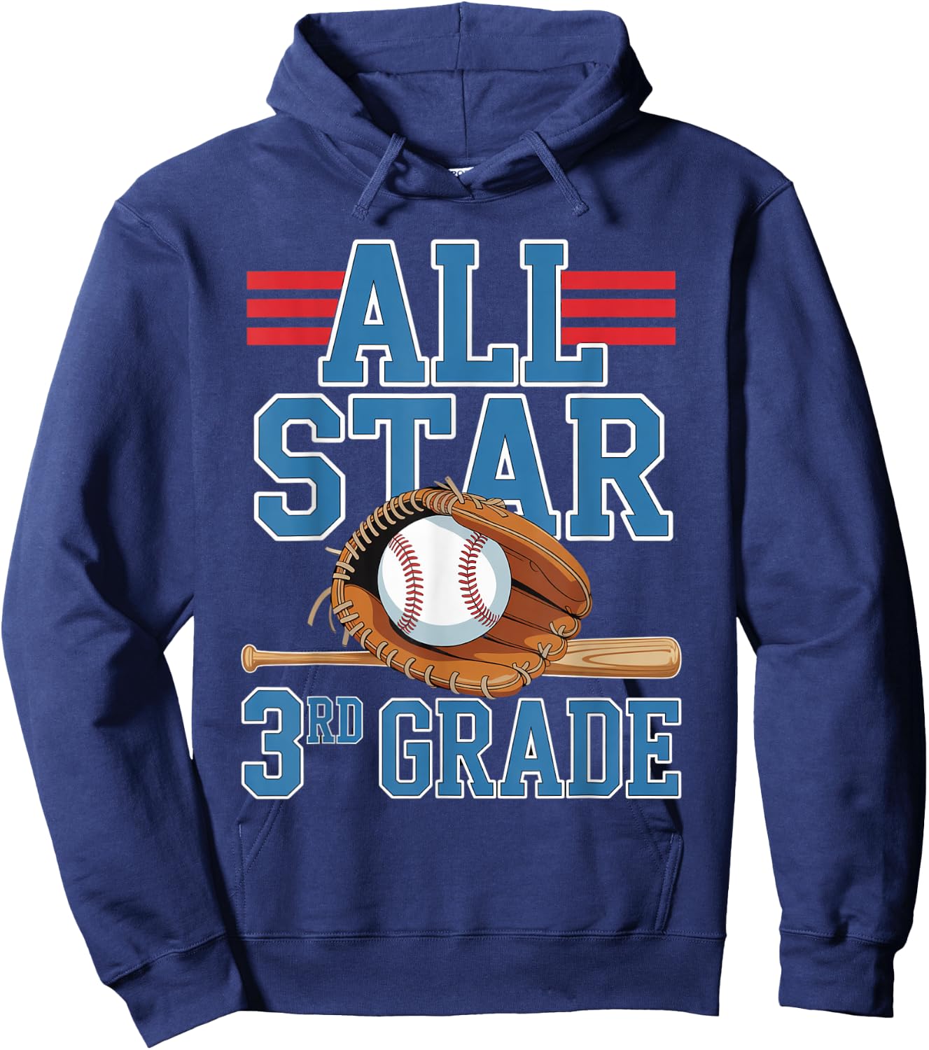 All Star 3rd Grade With Baseball Player First Day Of School Hoodie - Hoodie | Navy