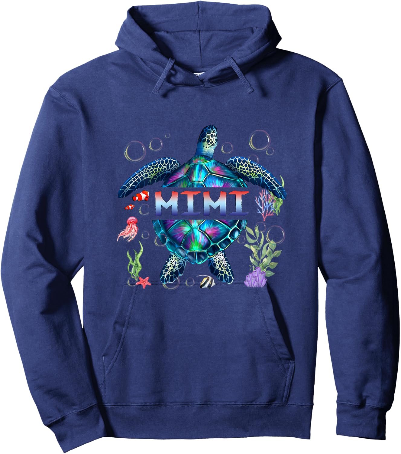 Turtle Mimi Shirt, Mimi Sea Turtle Art Hoodie - Hoodie | Navy