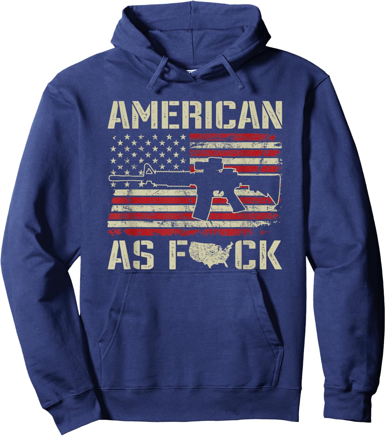 American As F#CK - AR15 Rifle Patriotic Pro Gun Rights USA Men Hoodie - Hoodie | Navy