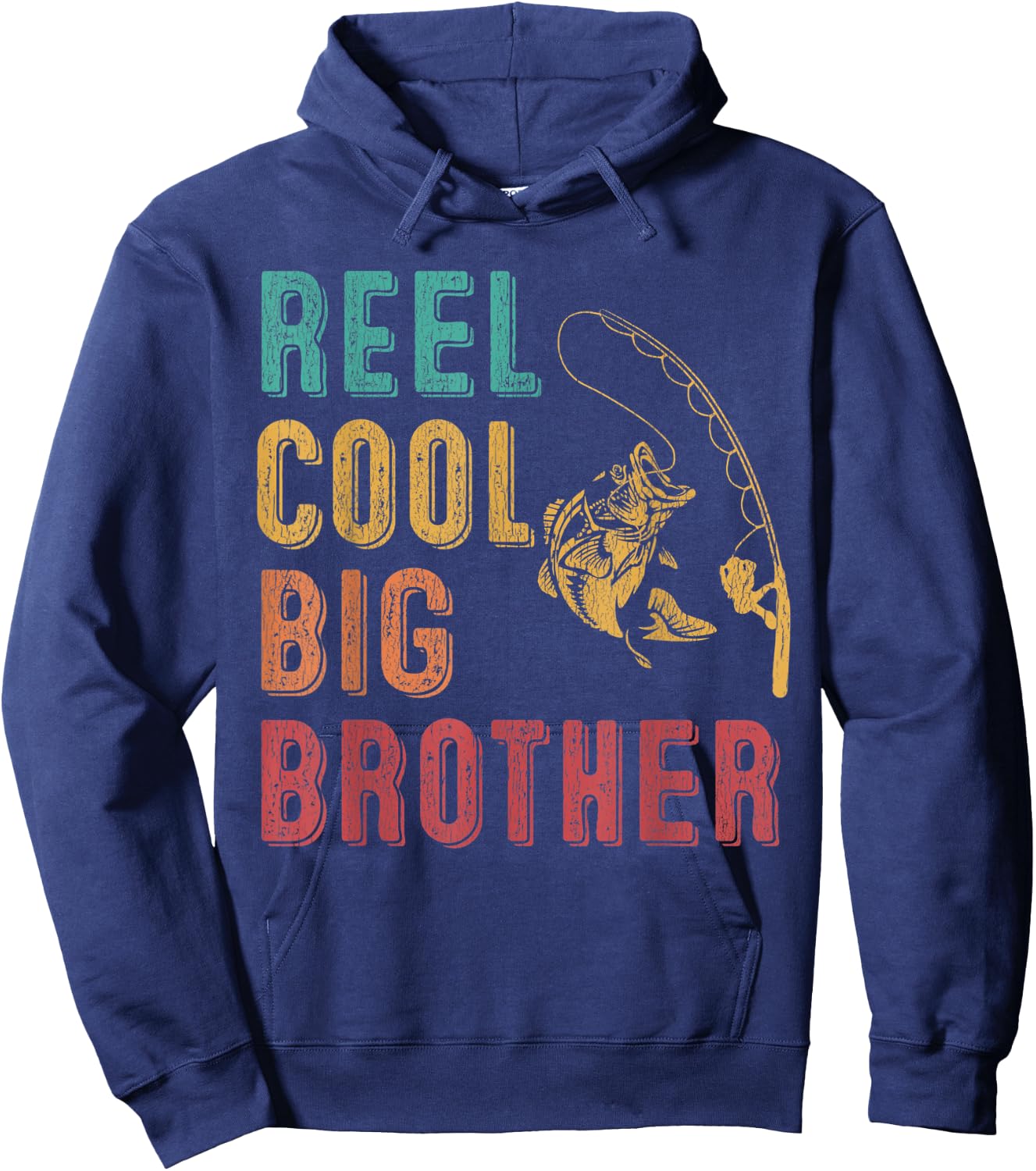 Reel Cool Big Brother Funny Matching Family Fishing Vacation Hoodie - Hoodie | Navy