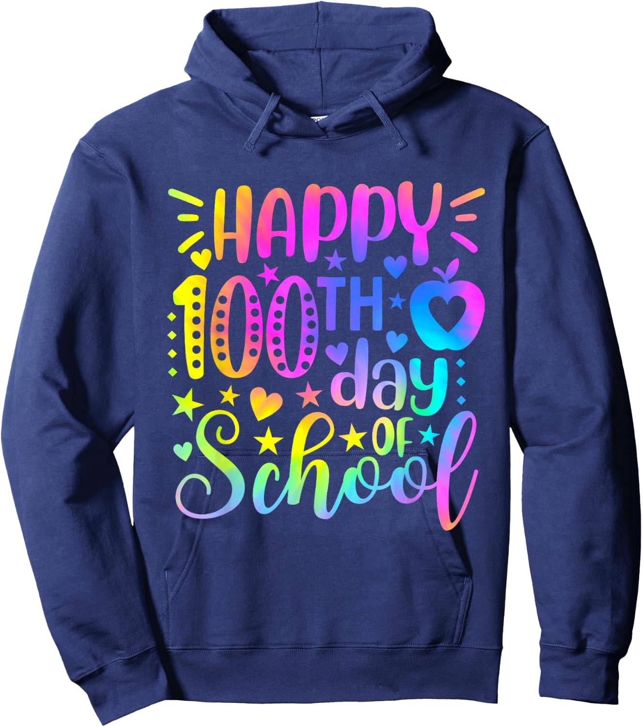 Happy 100th Day Of School Tie Dye 100 Days Smarter Students Hoodie - Hoodie | Navy