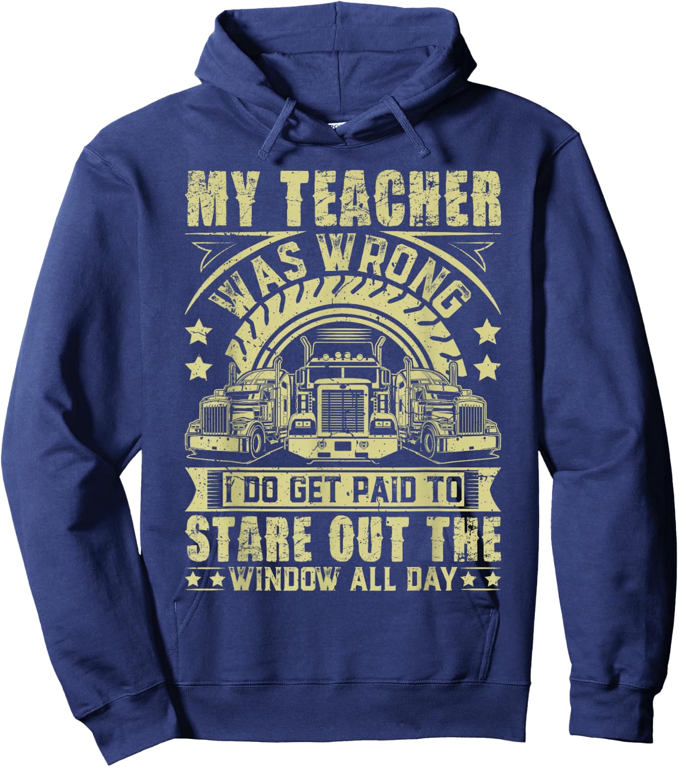 Funny Trucker Shirt Women Semi Truck Driver Hoodie - Hoodie | Navy