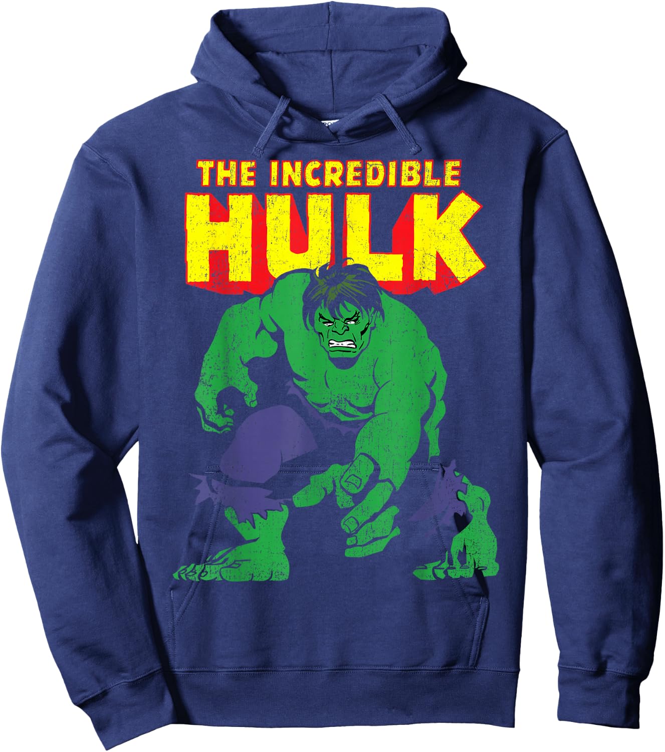 Marvel Classic The Incredible Hulk Distressed Portrait Small Hoodie - Hoodie | Navy