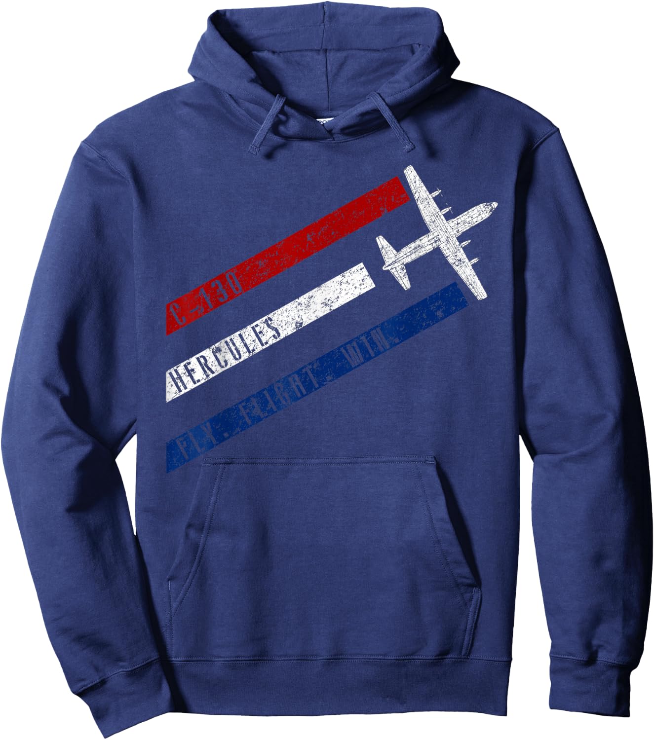 C-130 Hercules Fly. Fight. Win. Patriotic Airplane Hoodie - Hoodie | Navy