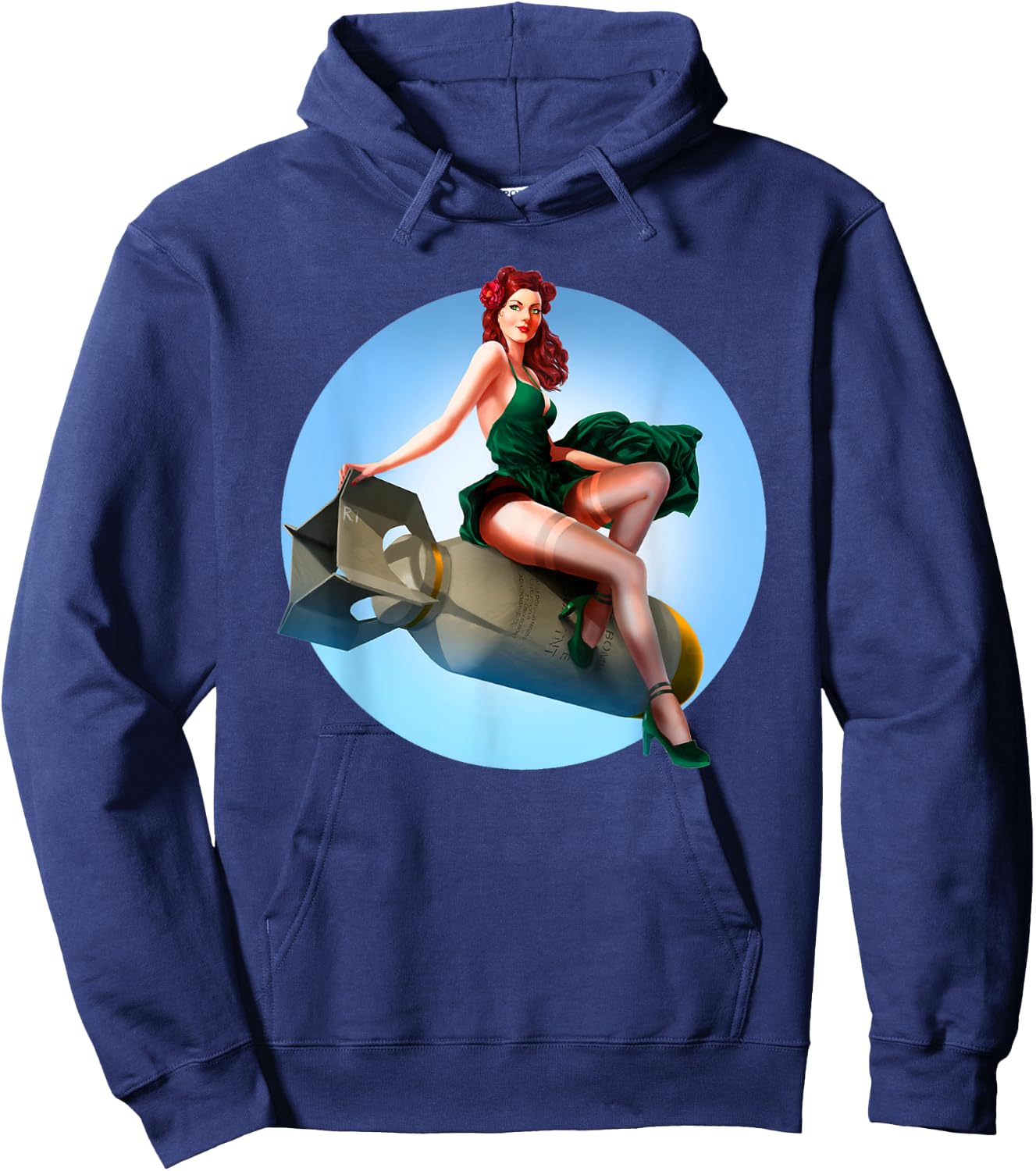 Pin Up Girl Bomber Girl Aviation Military Vintage Hoodie - Hoodie | Navy