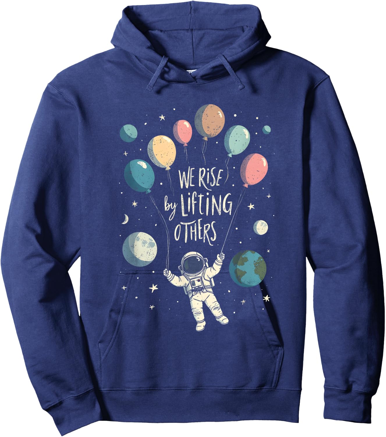 We Rise By Lifting Others Astronaut Inspiring Minimalist Hoodie - Hoodie | Navy