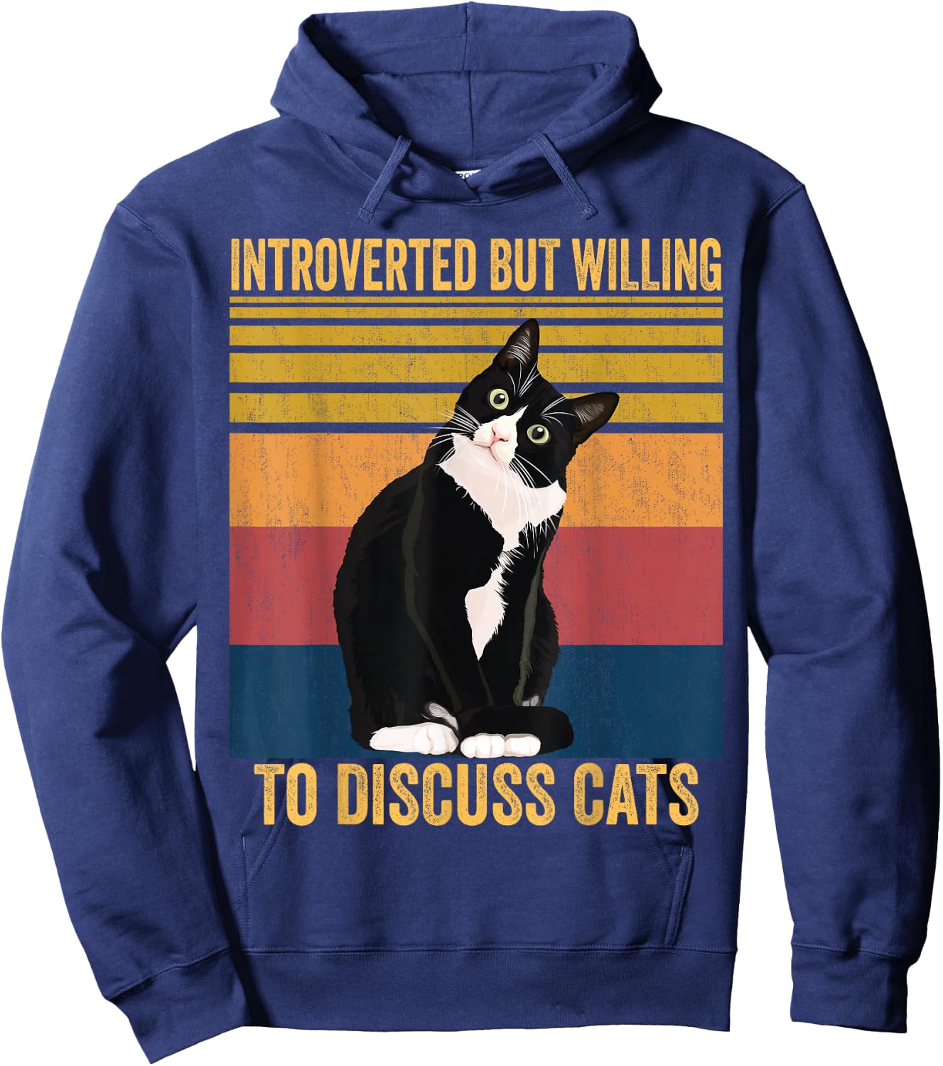 Introverted But Willing To Discuss Cats - Introverted Cat Hoodie - Hoodie | Navy
