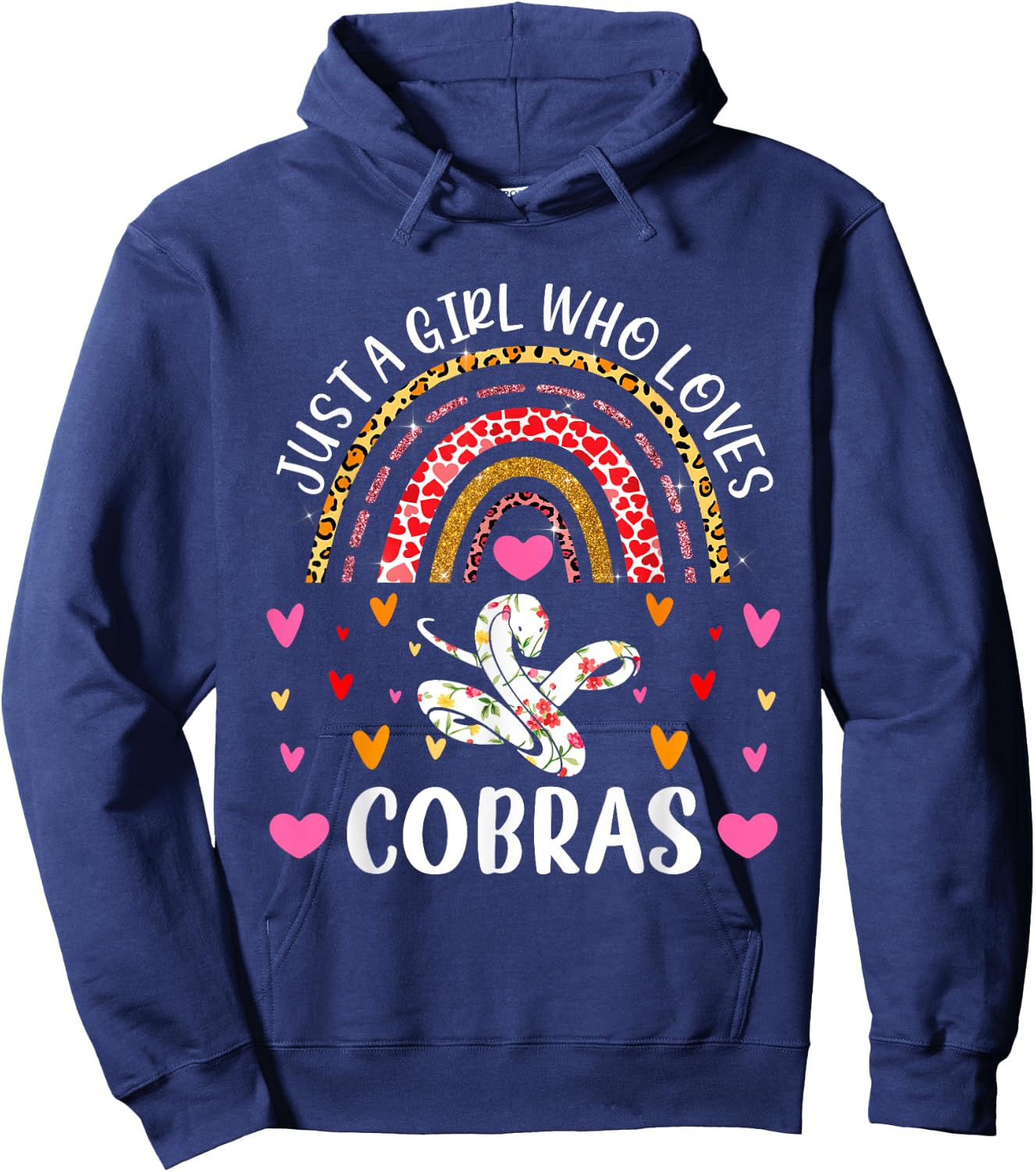 Just A Girl Who Loves Cobras Rainbow Cobra Lover Hoodie - Hoodie | Navy