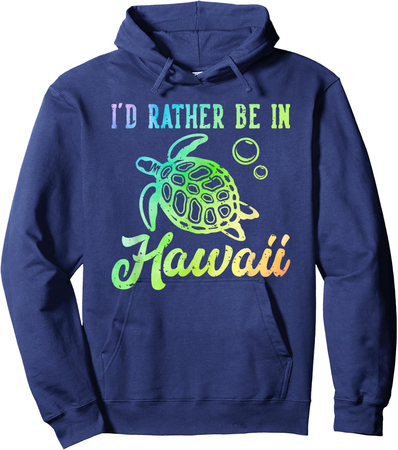 Rather Be in Hawaii Honu Rainbow Tie Dye Hawaiian Sea Turtle Hoodie - Hoodie | Navy