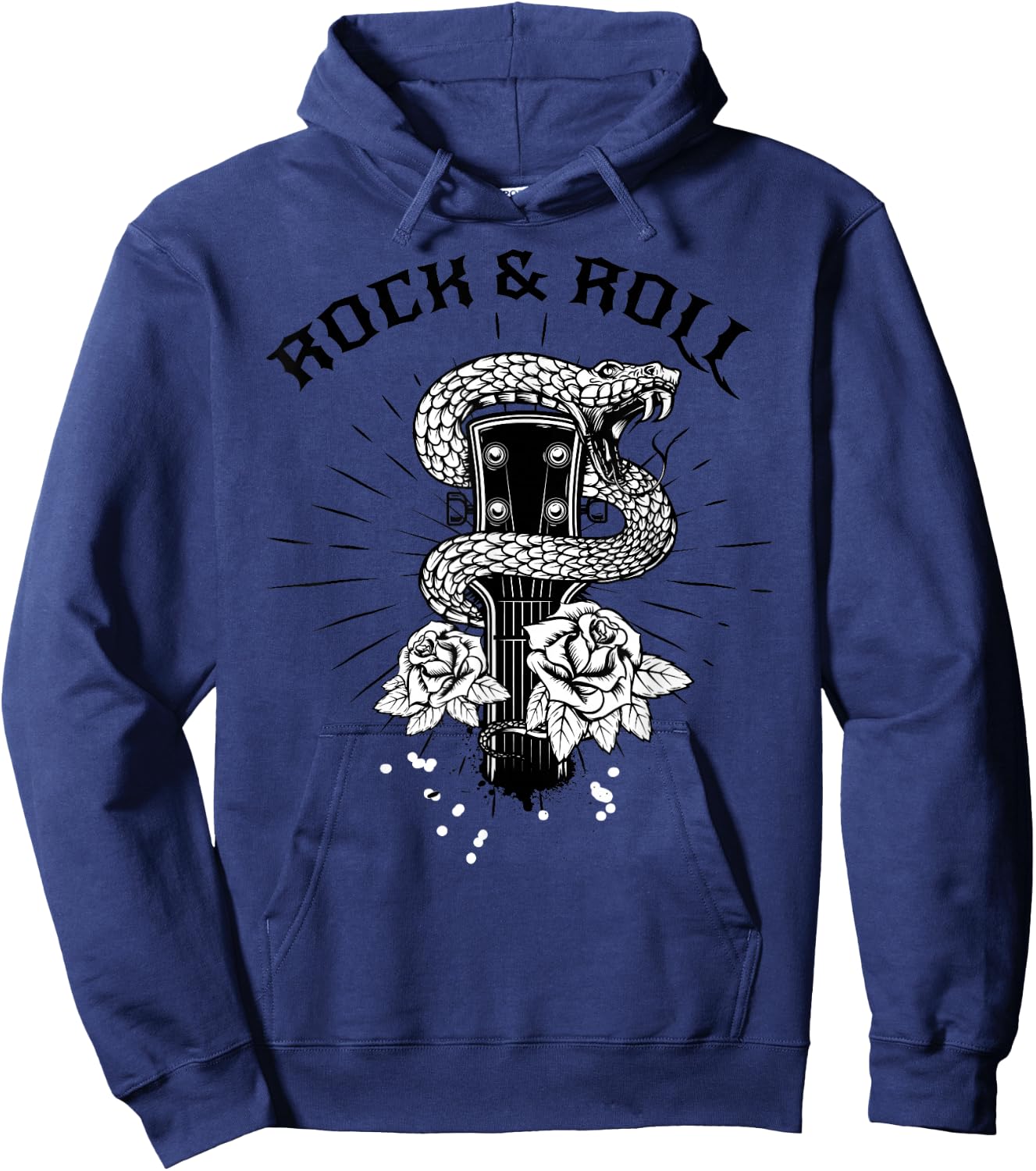 Rock And Roll Snake Roses Hard Rock & Roll Rocker Concert Hoodie - Hoodie | Navy