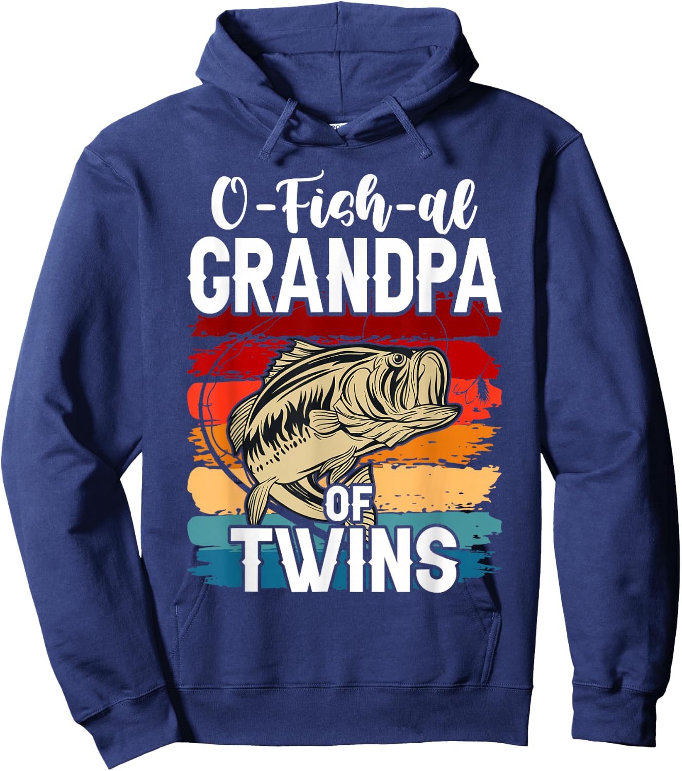 O Fish Al Grandpa Twins Baby Announcement Fishing Fisherman Hoodie - Hoodie | Navy