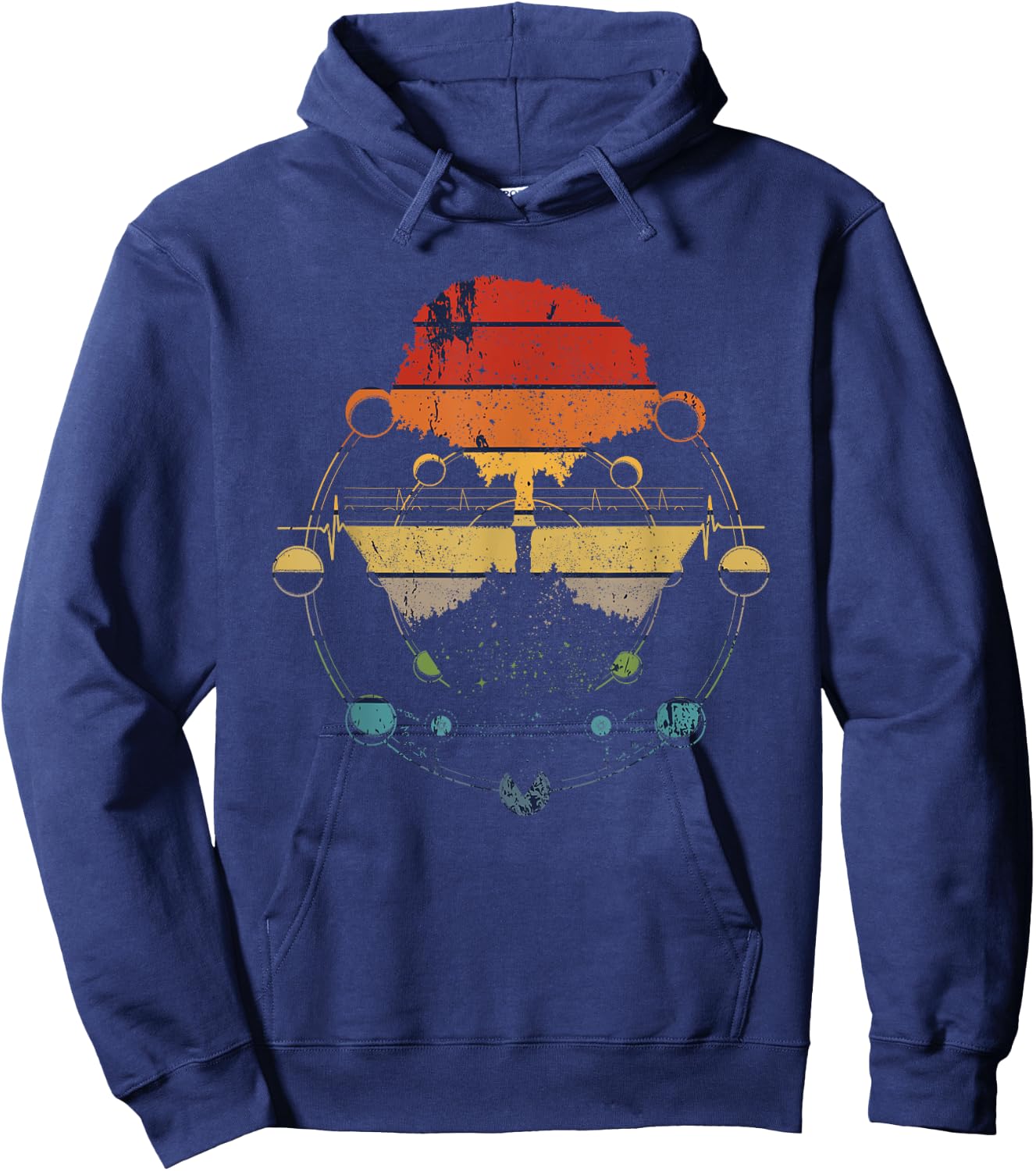 Retro Moon Phases Tree of Life Hoodie - Hoodie | Navy