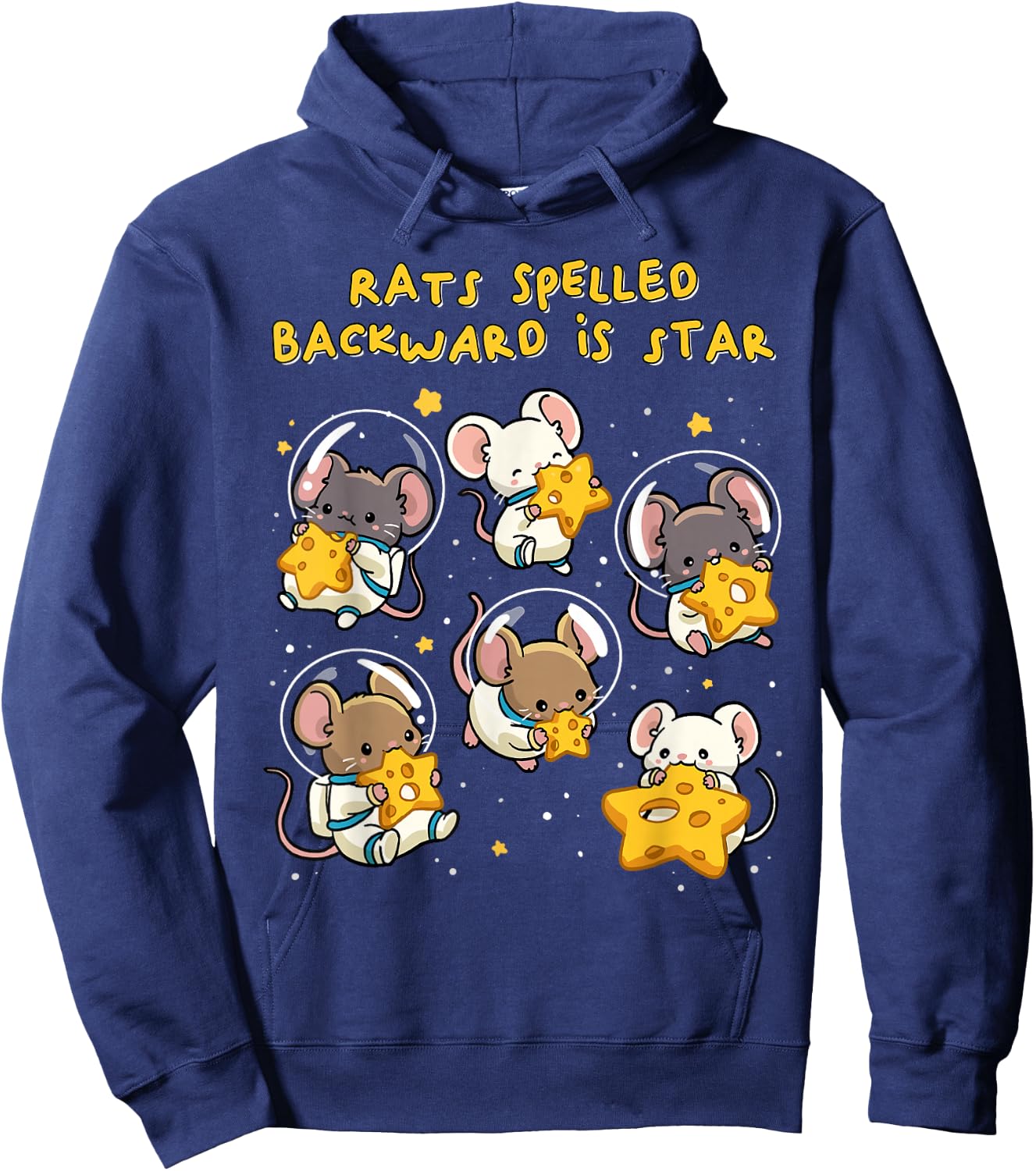 Rats Spelled Backward is Star Funny Space Rat Mice Anagram Hoodie - Hoodie | Navy