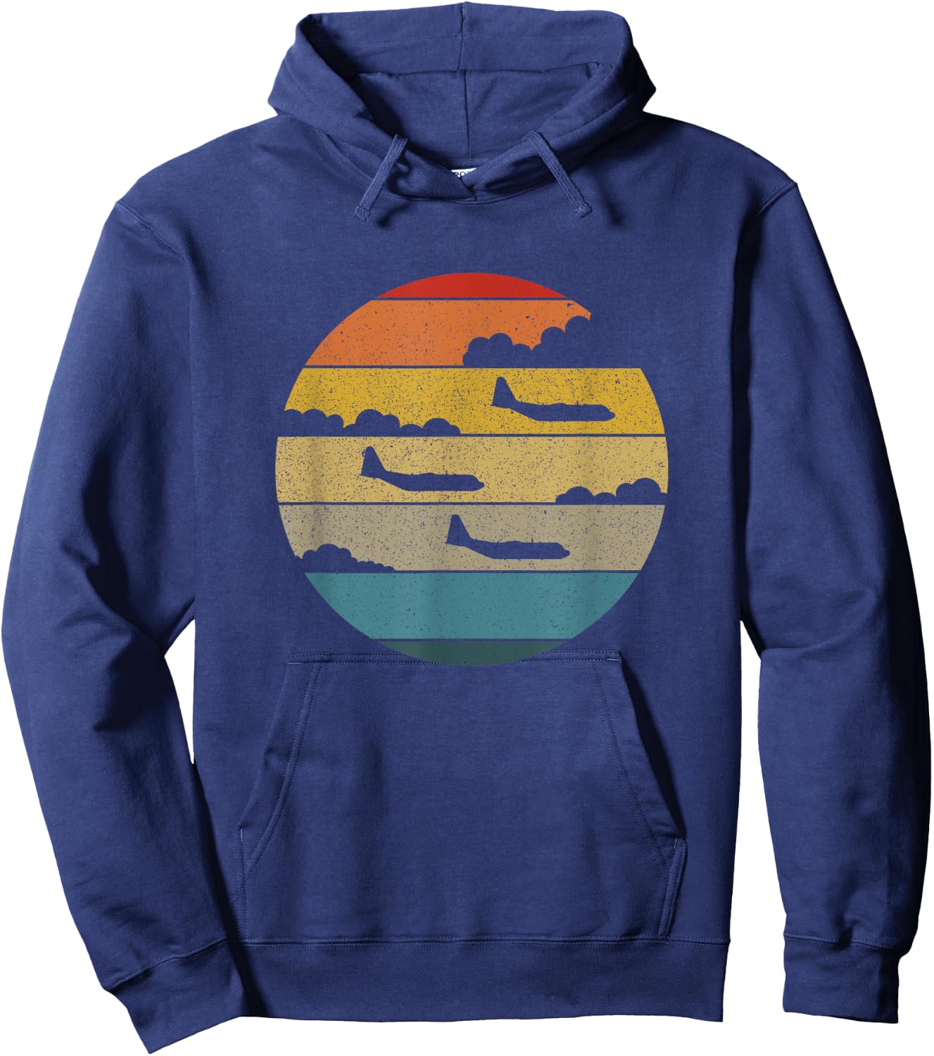 C-130 Hercules Retro Sunset Aeroplane Flying C130 Hoodie - Hoodie | Navy