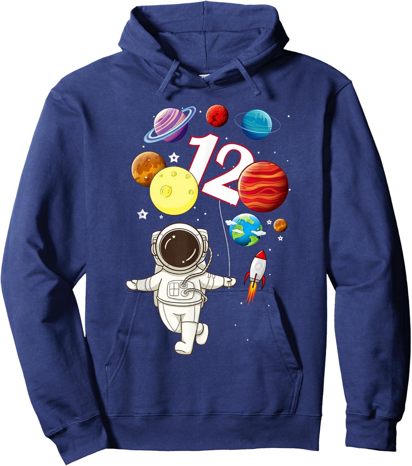 Funny 12 Years Old 12th Birthday Little Astronaut Boys Kids Hoodie - Hoodie | Navy