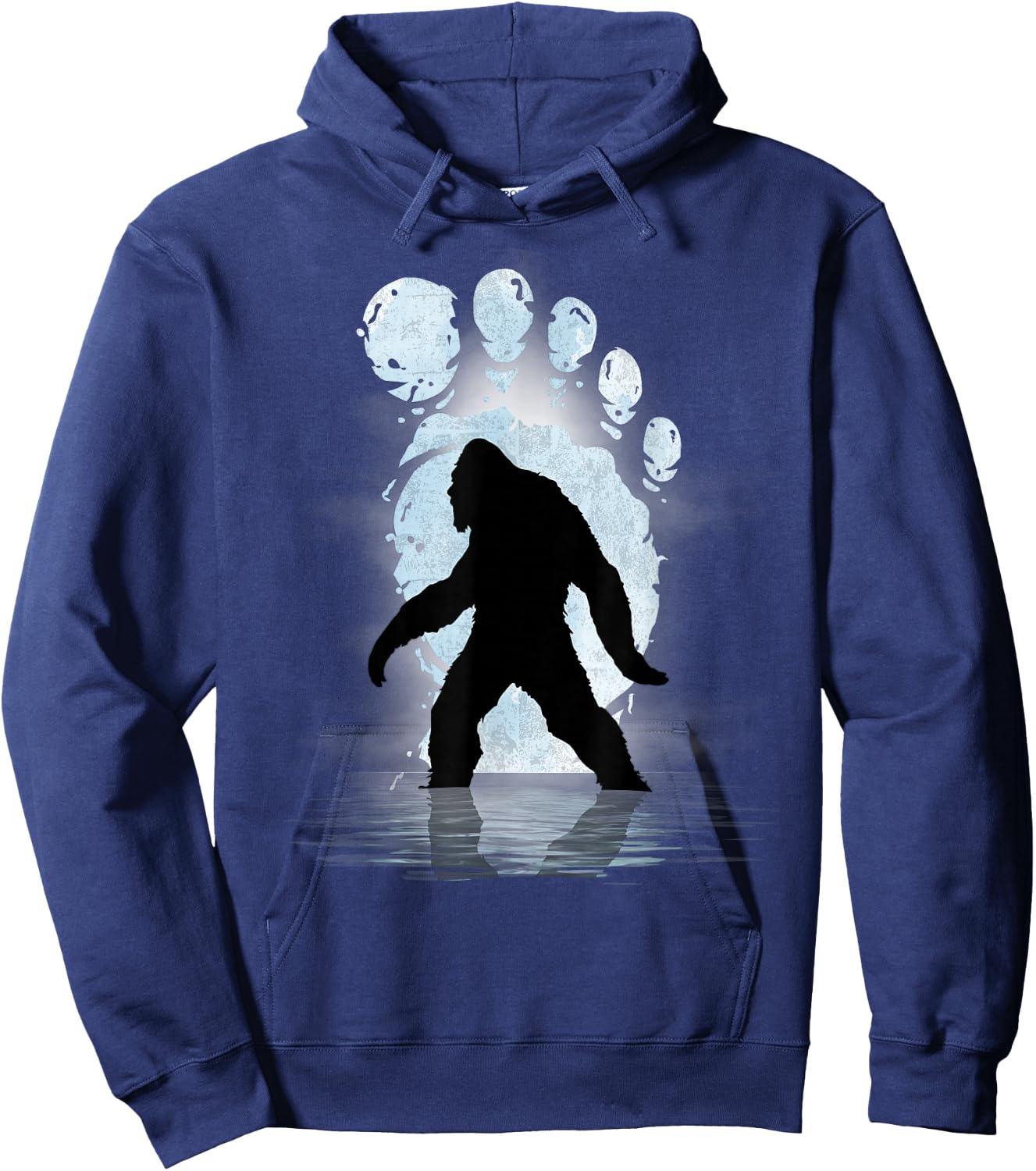 Bigfoot Footprint Moon Light Funny Sasquatch Hoodie - Hoodie | Navy