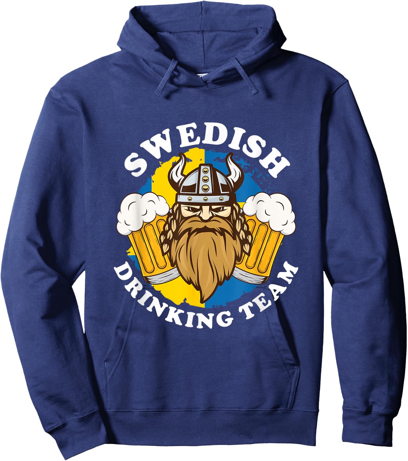 Swedish Drinking Team Beer Alcohol Party Sweden Flag Viking Hoodie - Hoodie | Navy