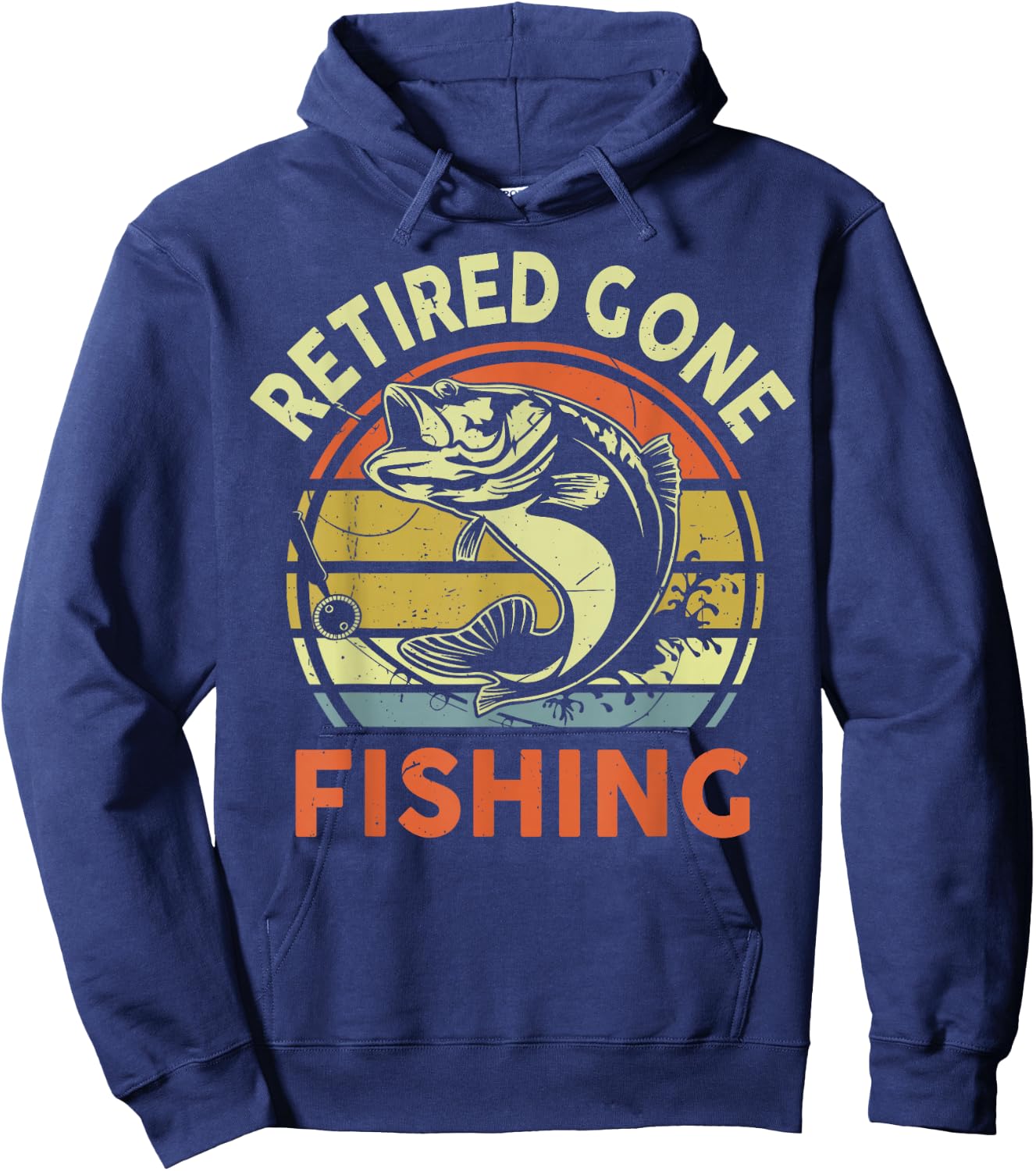 Retired Gone Fishing Retirement Gift Funny Bad Bass Grandpa Hoodie - Hoodie | Navy