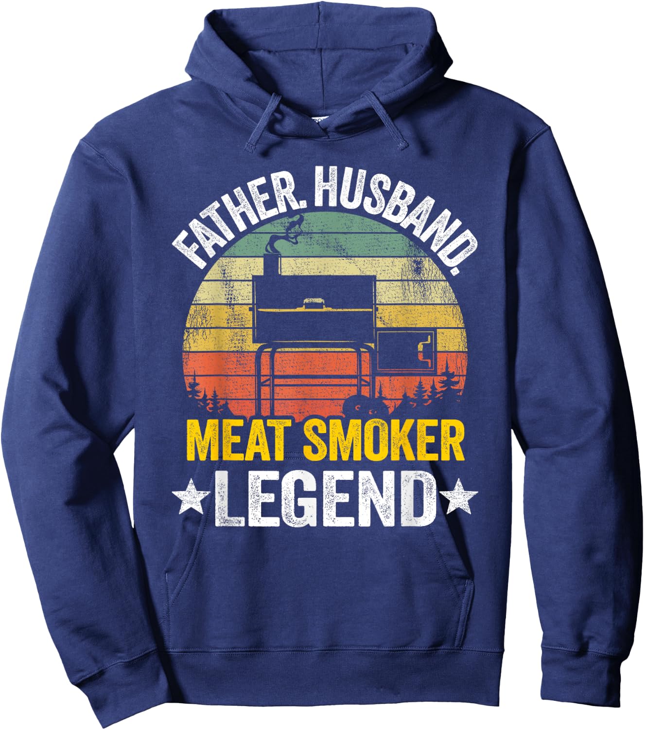 Father Husband Meat Smoker Legend Grilling Dad Meat Smoking Hoodie - Hoodie | Navy
