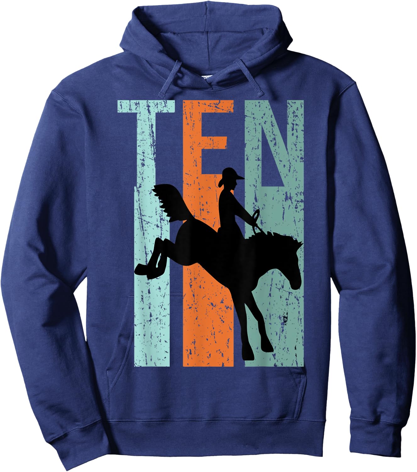 10th Birthday Kids Retro Rodeo Horse Lovers Cowboys Rider Hoodie - Hoodie | Navy