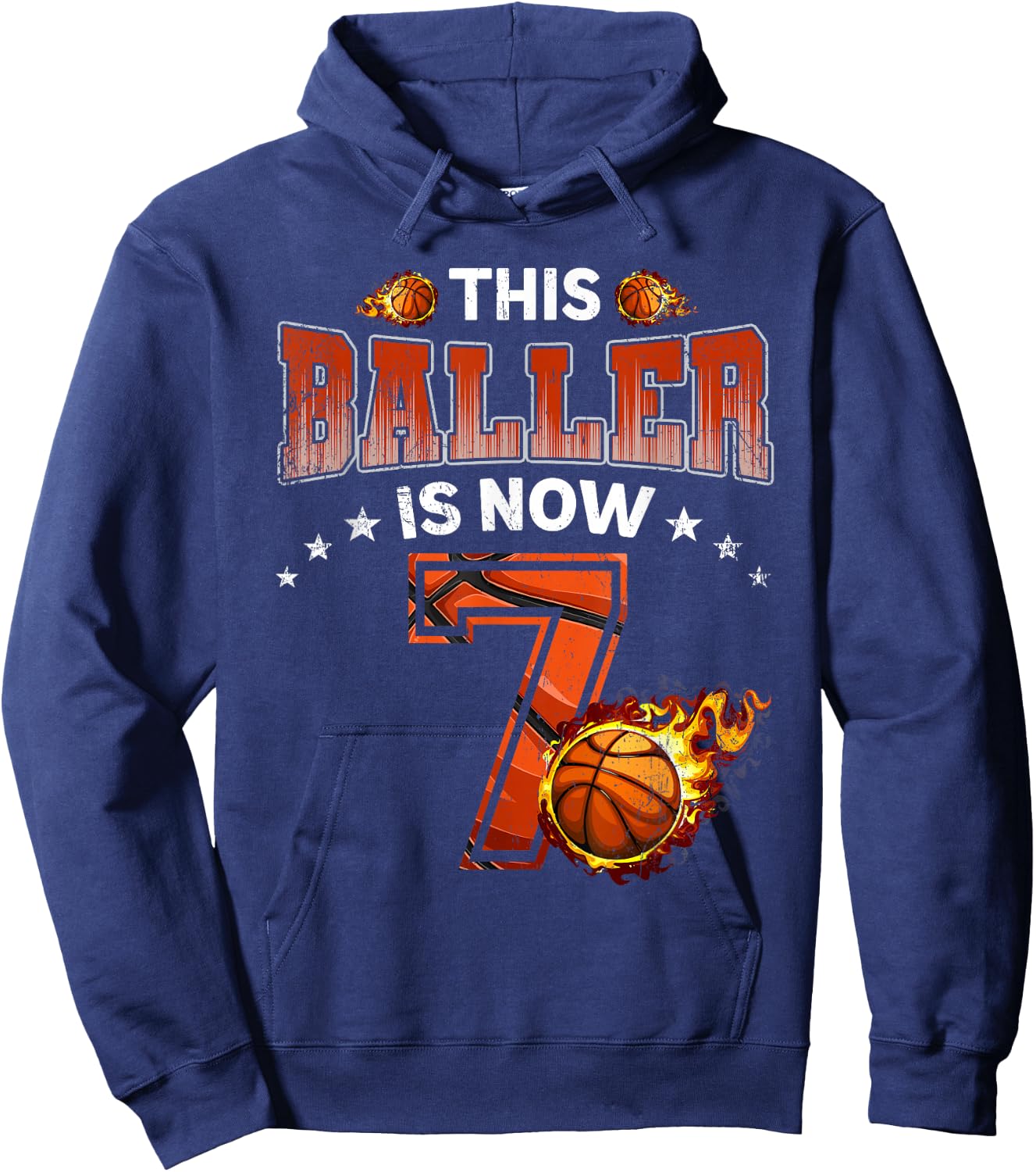 7th Birthday Boys Basketball Player Gifts 7 Years Old Kids Hoodie - Hoodie | Navy