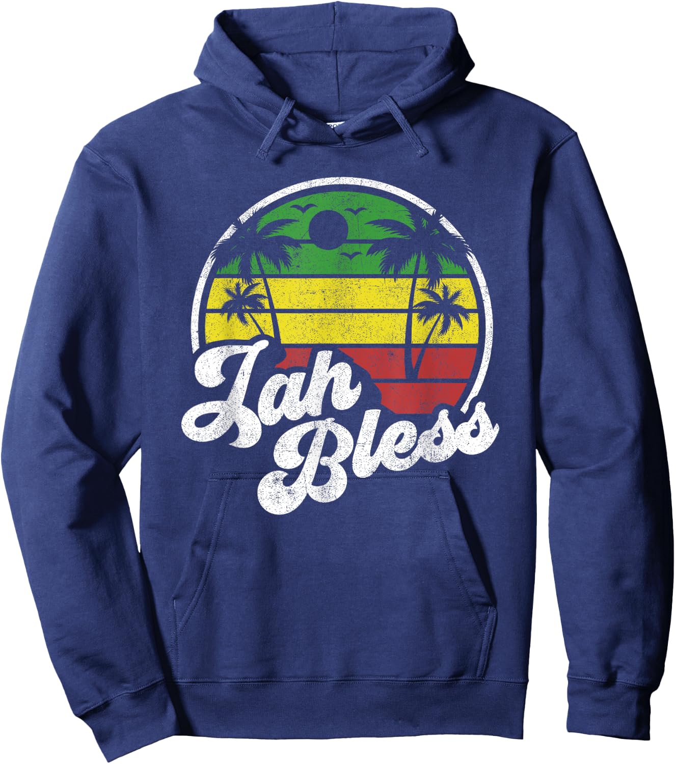 Jah Bless Vintage Jamaica Reggae Jamaican Vacation Gift Hoodie - Hoodie | Navy