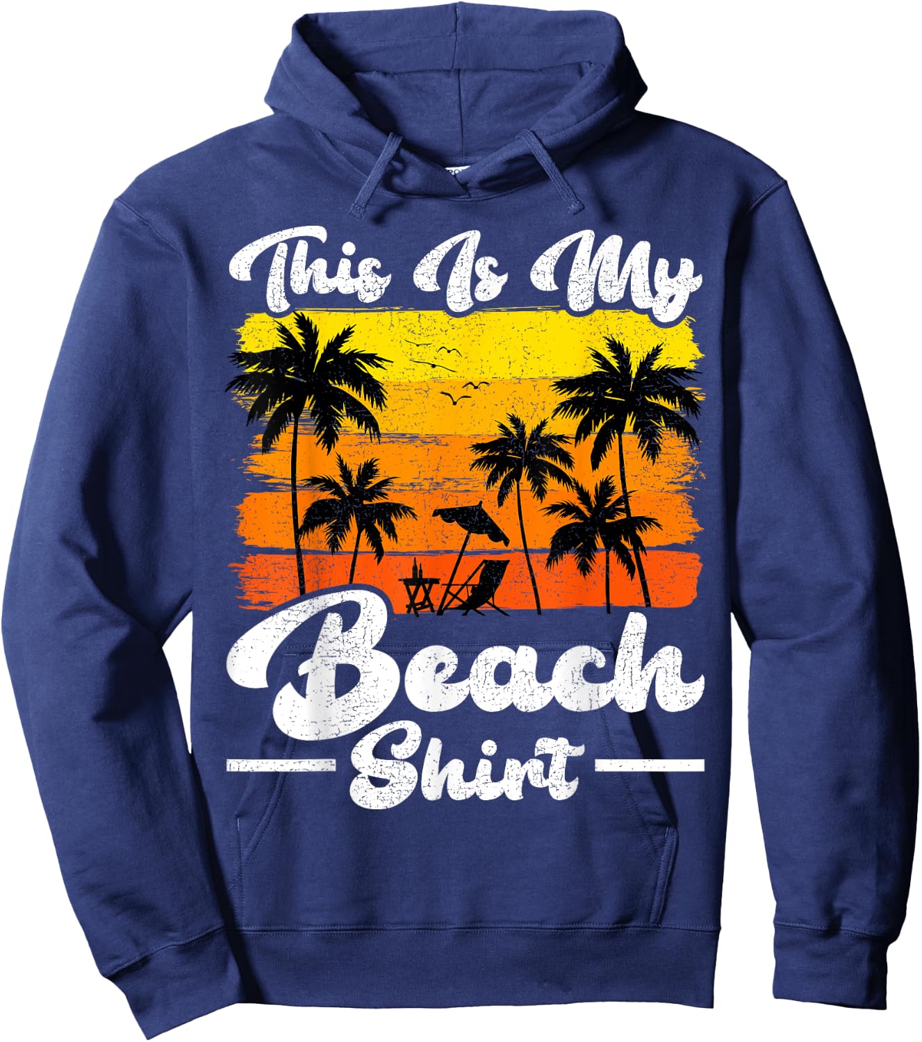 Summer Vacation Vintage Retro Palm Tree This Is My Beach Women Girls Kids Hoodie - Hoodie | Navy
