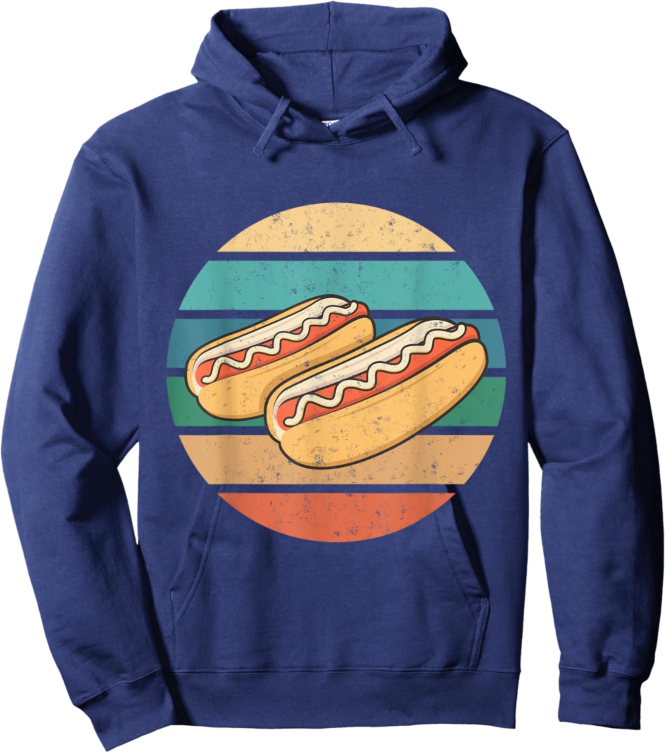 Vintage retro style background hotdogs, for hotdog lovers Hoodie - Hoodie | Navy