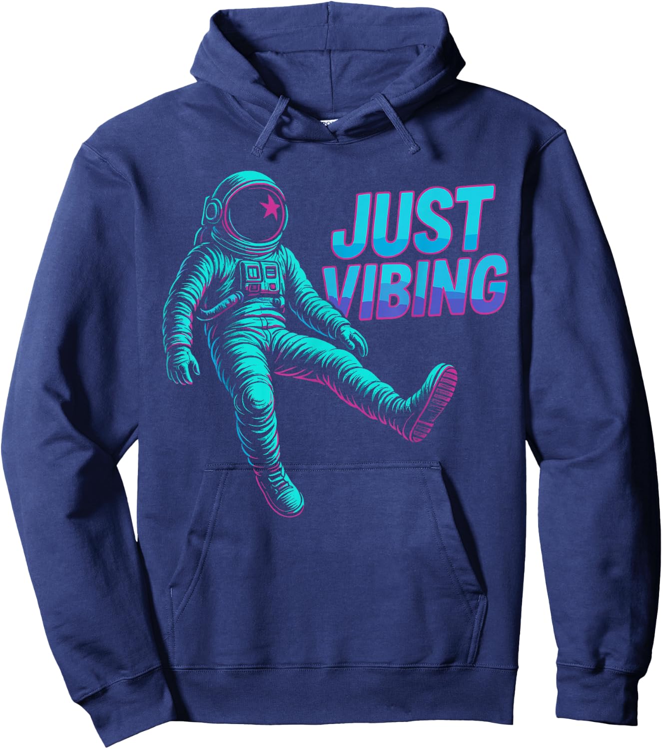 Astronaut Purple and Teal Shirts, Galaxy Just Vibing Hoodie - Hoodie | Navy