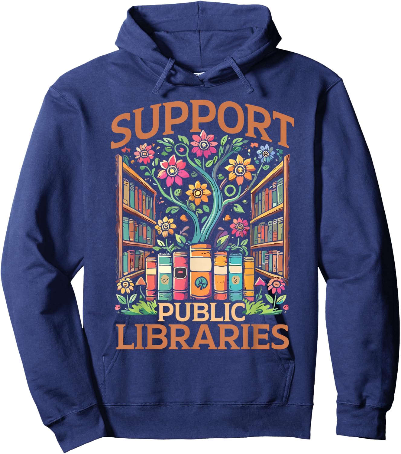 Reading Book Lovers Library Support Public Libraries Hoodie - Hoodie | Navy