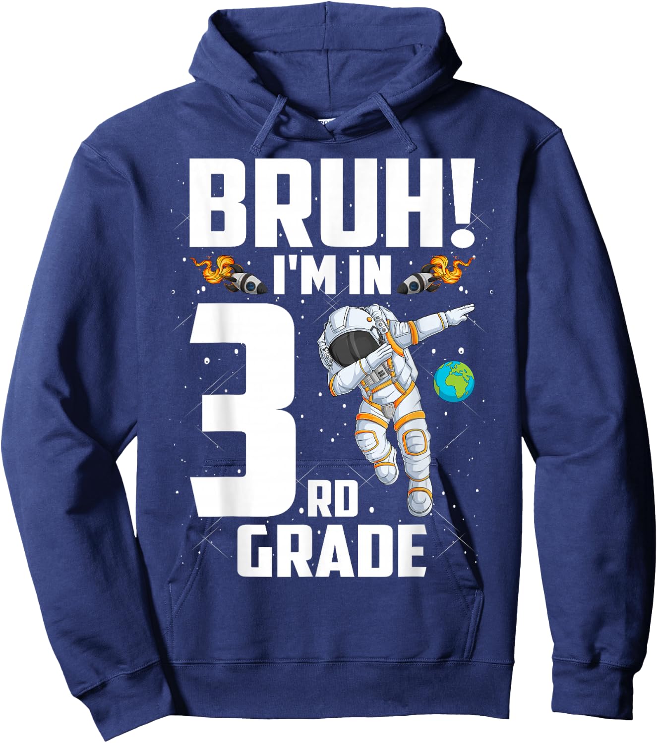 Third Grade Dabbing Boy Astronaut Bruh i'm in 3rd Grade Hoodie - Hoodie | Navy