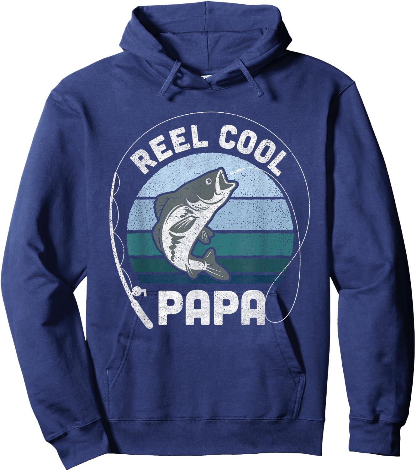 Funny Reel Cool Papa Fishing Fathers Day Hoodie - Hoodie | Navy