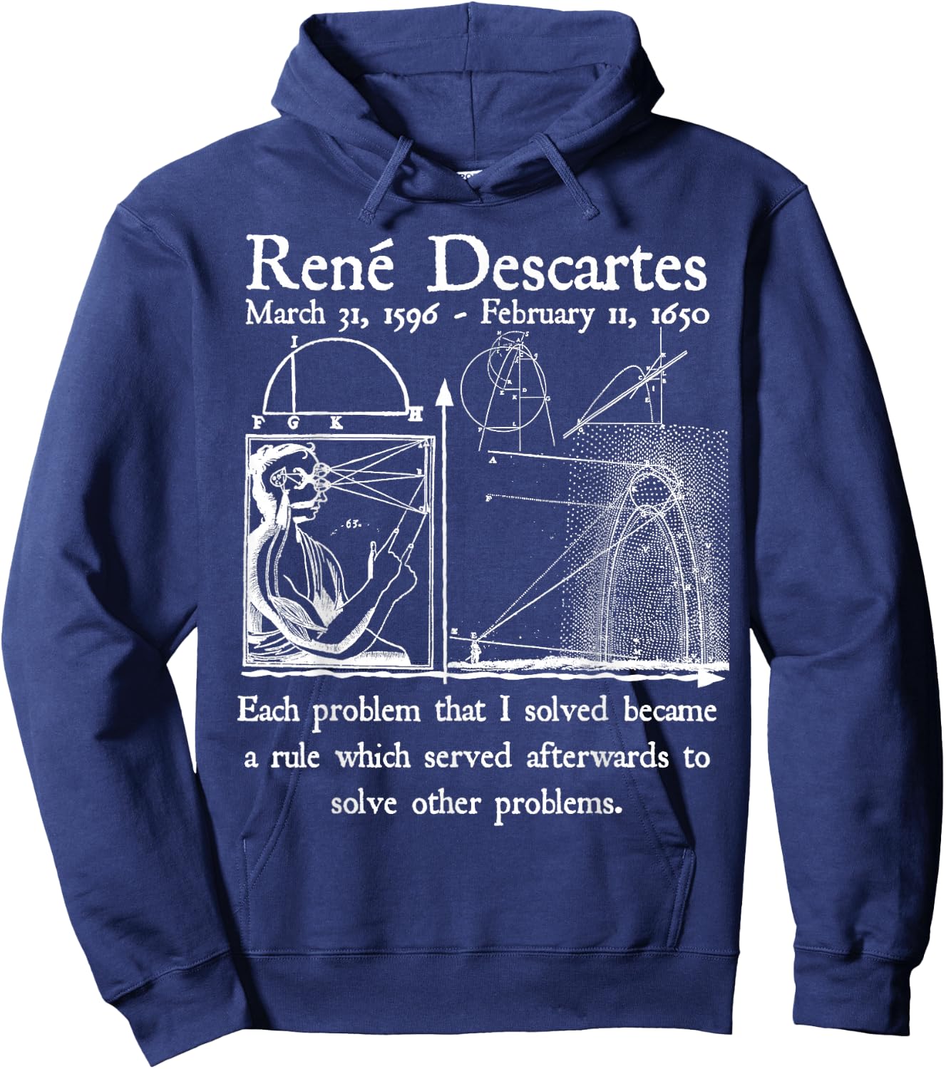 Nerdy Vintage Descartes Algebra Mathematician Math Teacher Hoodie - Hoodie | Navy