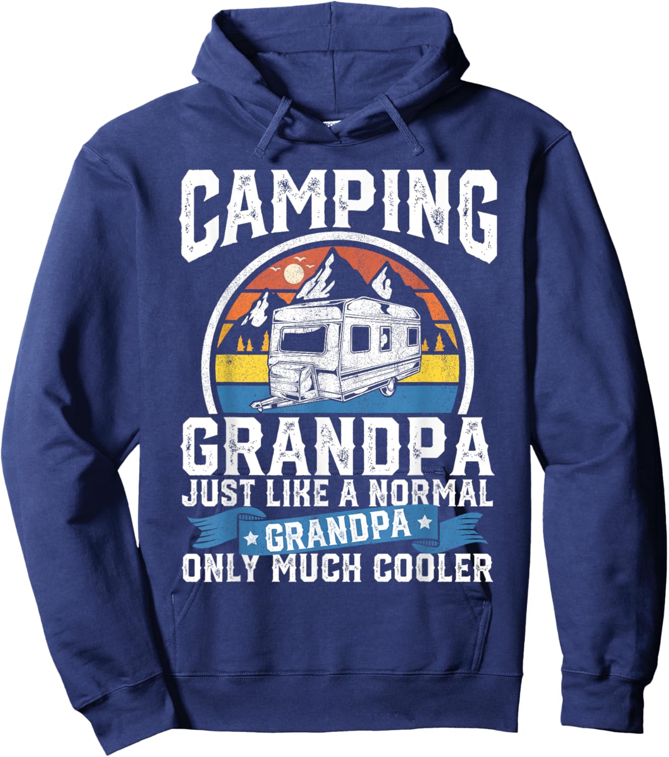 Camping Grandpa Funny Camper RV Retro Papa Outdoors Gift Hoodie - Hoodie | Navy