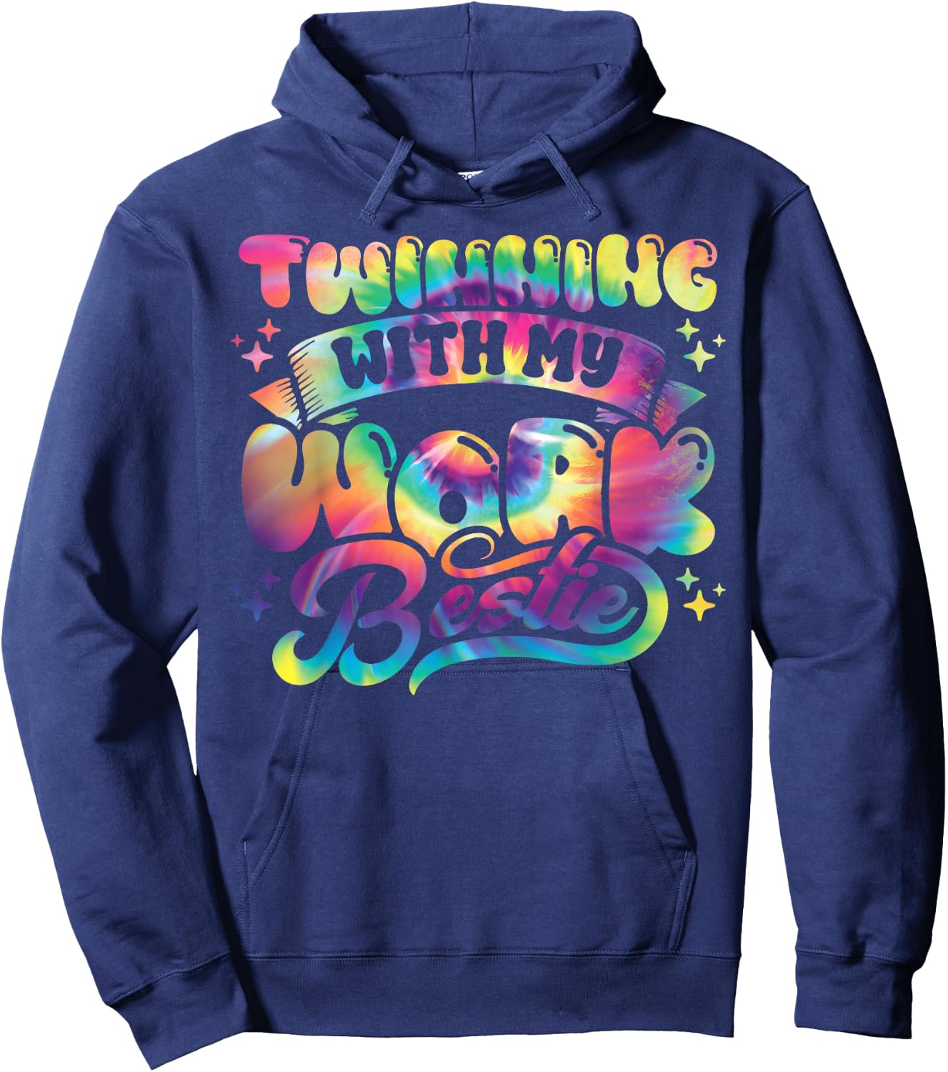 Spirit Week Twin Day Twinning with My Work Bestie Tie Dye Hoodie - Hoodie | Navy