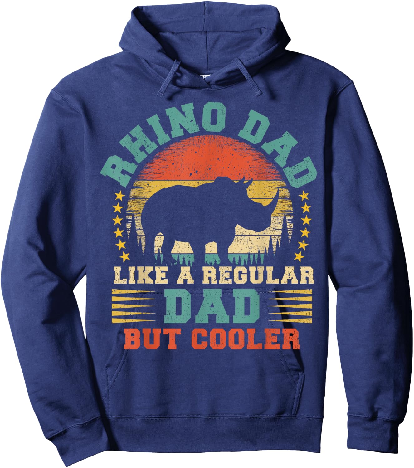 Vintage Rhino Dad Like A Regular Dad Rhino Father's Day Hoodie - Hoodie | Navy