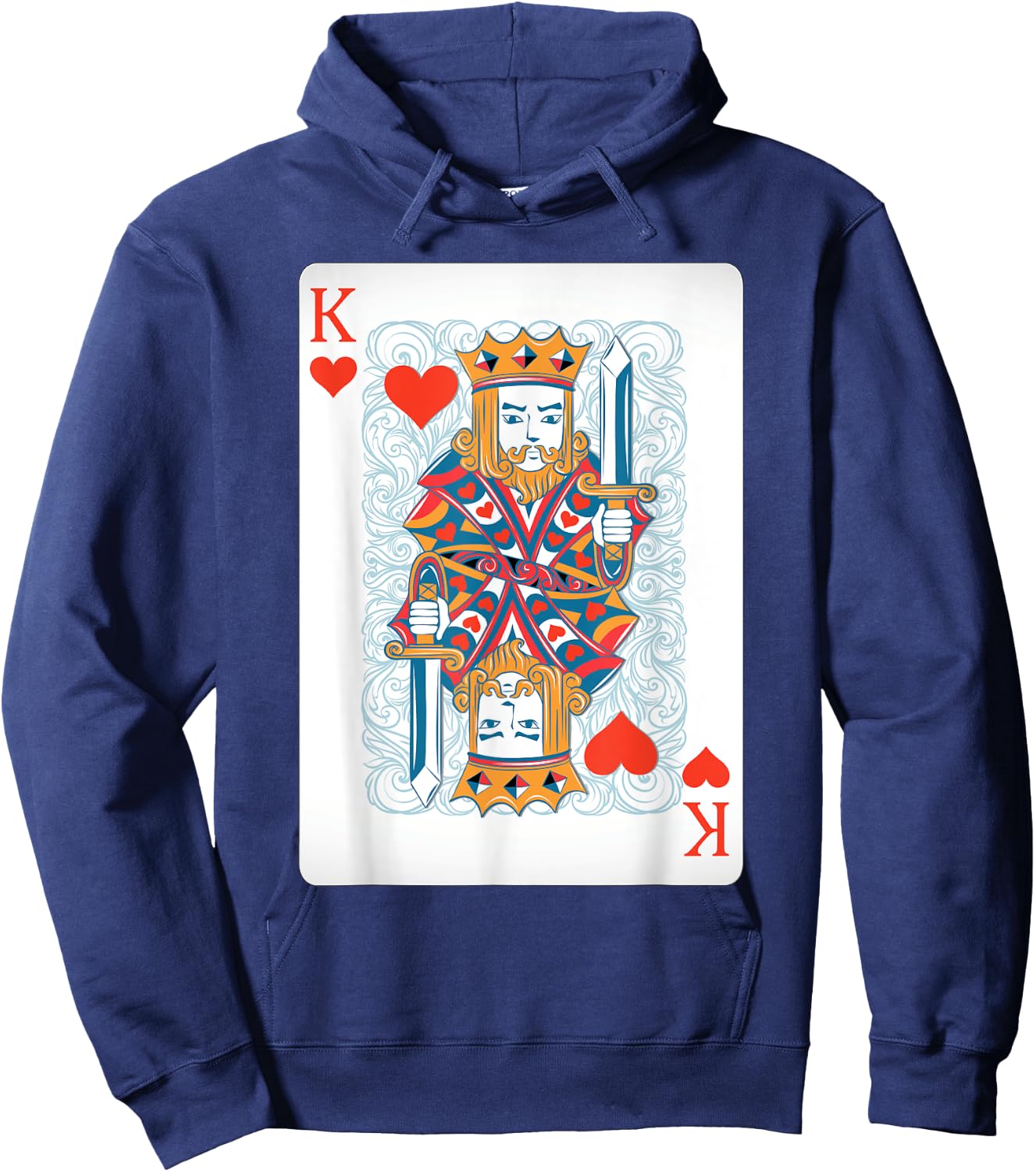 King Of The Hearts Playing Card Poker Hoodie - Hoodie | Navy