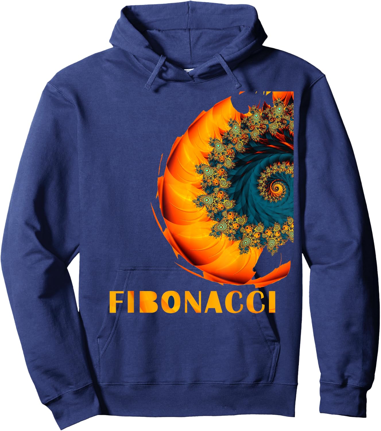 Mega Geometric Sacred Geometry Shirts Fibonacci Flower Circle Black Adult Casual Modern Short Sleeve Hoodie - Hoodie | Navy
