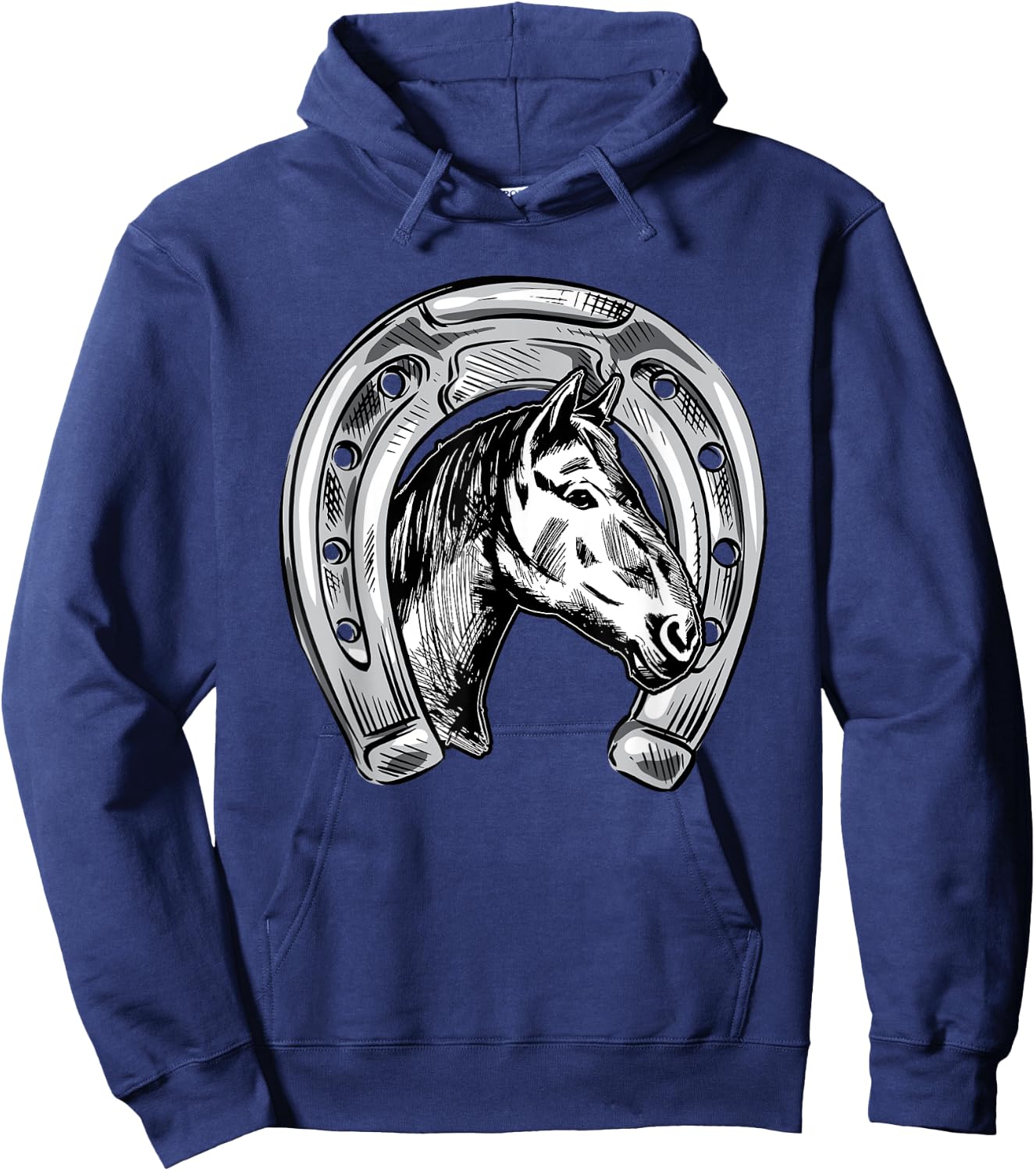 Horseshoe Horse Horseback Riding Lover Cowboy Cowgirl Hoodie - Hoodie | Navy
