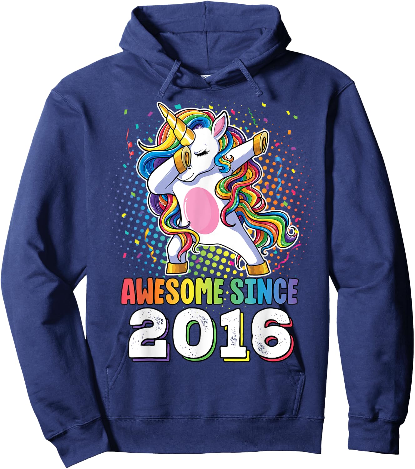 Awesome Since 2016 Girls Boys Dabbing Unicorn Birthday Hoodie - Hoodie | Navy