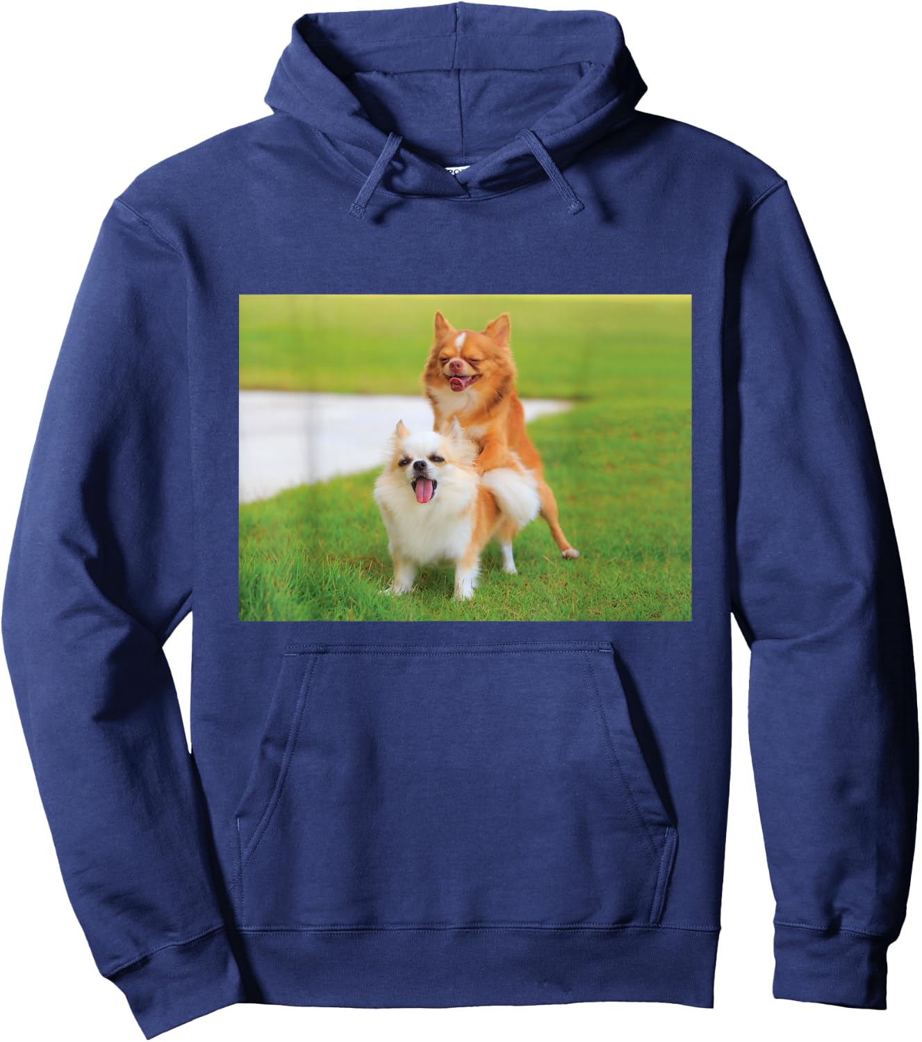 Fun Two Dogs Humping Chihuahua Pet Owner Humor Dog Lover Hoodie - Hoodie | Navy