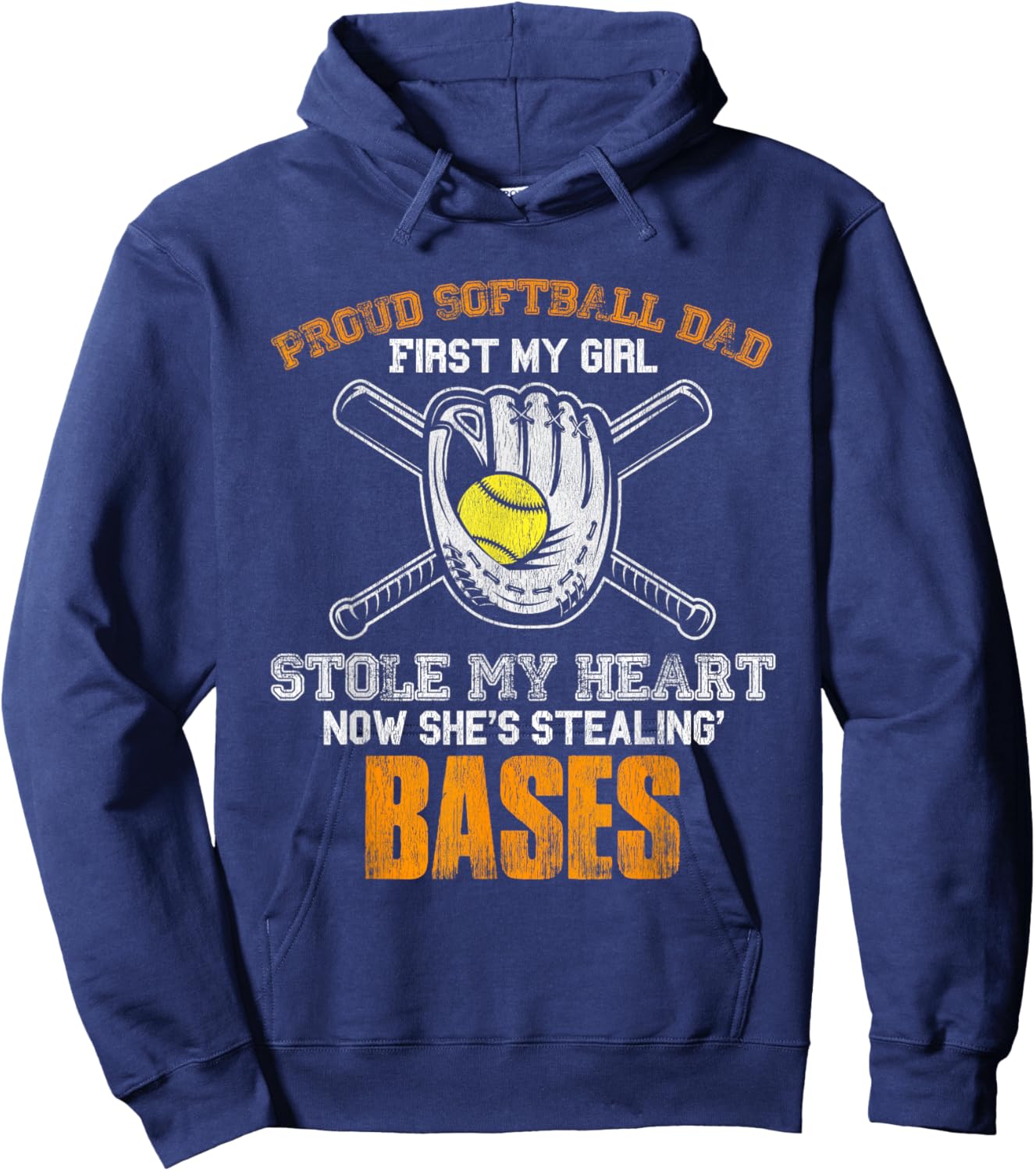 Proud Softball Dad Girl Stole My Heart Hoodie - Hoodie | Navy