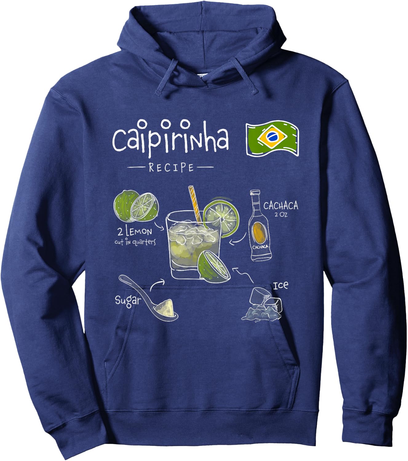 Caipirinha Brazilian Cocktail Classic Bartender Recipe Hoodie - Hoodie | Navy