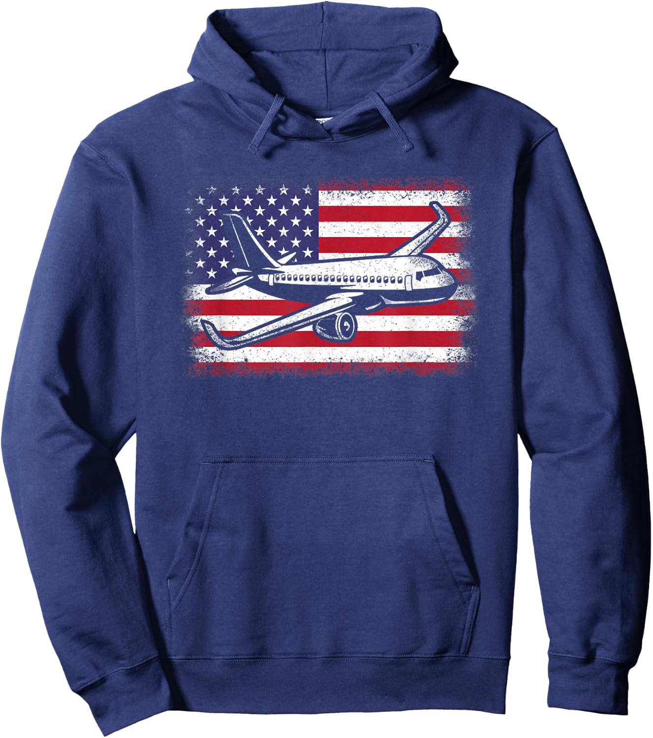 Airplane US Flag Pilot Aviation Men Women Hoodie - Hoodie | Navy