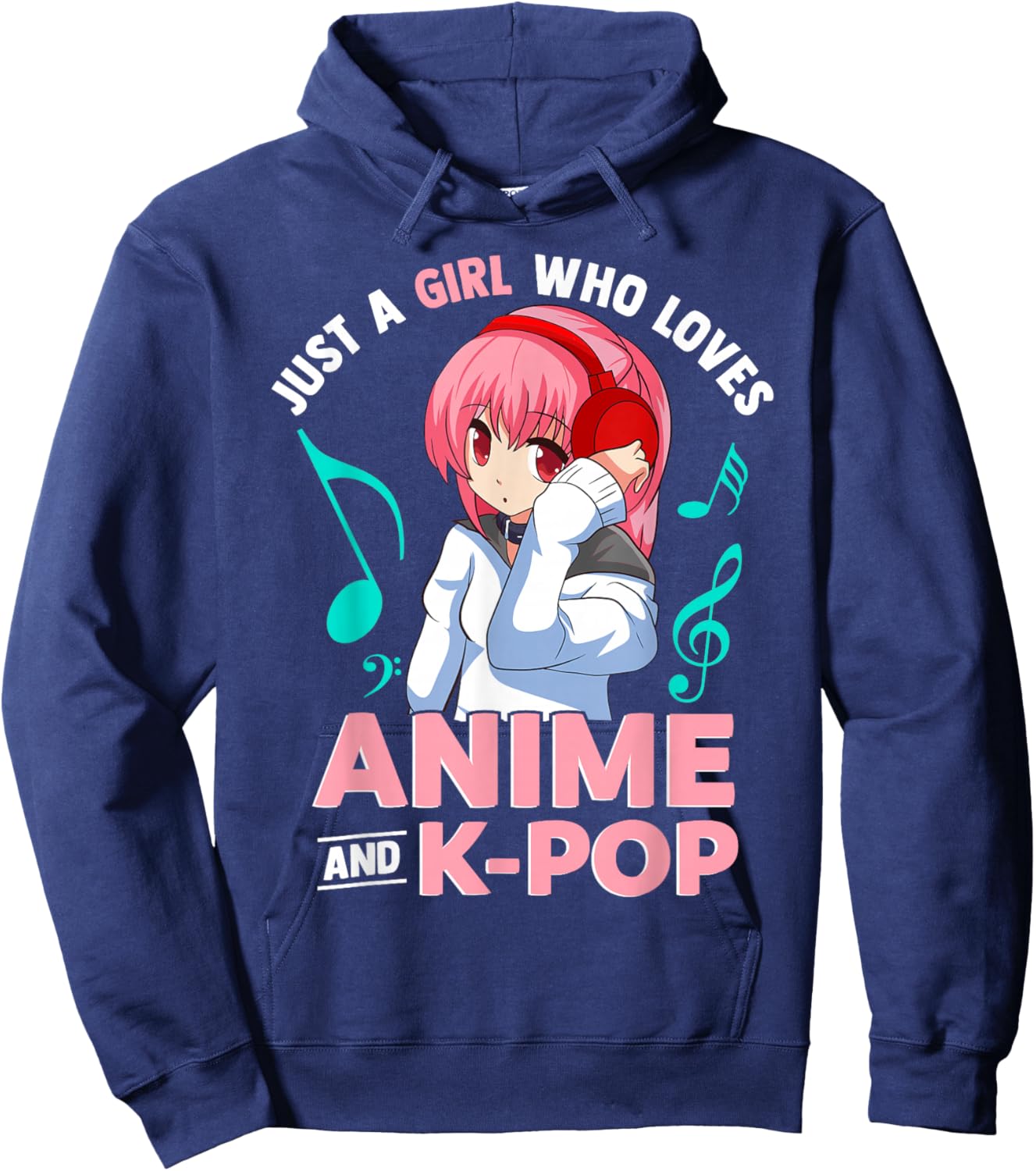Just A Girl Who Loves Anime and K-Pop Music Women Girls Hoodie - Hoodie | Navy