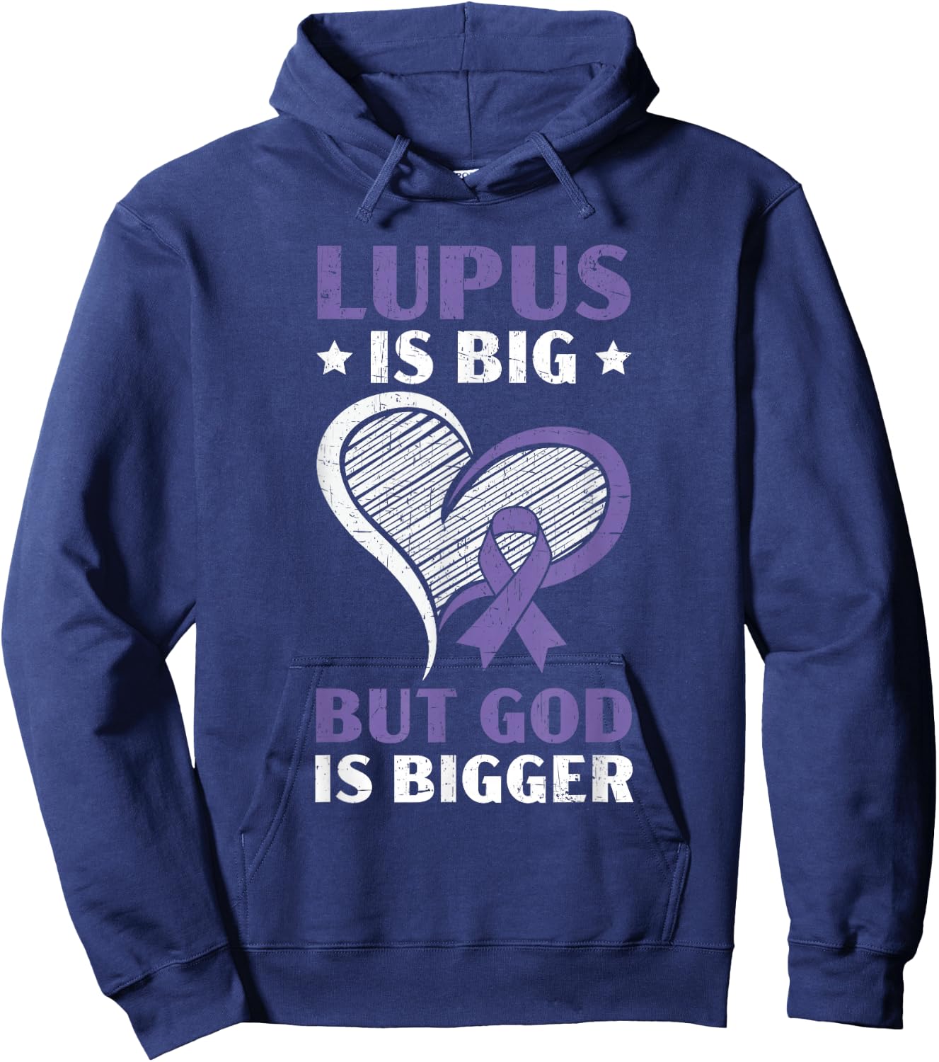 Lupus Awareness Purple Ribbon SLE Autoimmune Disease Hoodie - Hoodie | Navy